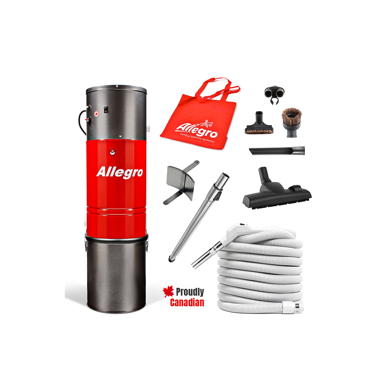 Allegro MU4101 Heavy Duty Powerful Central Vacuum System, Tangential Discharge Bypass Ametek Lamb Motor, Hybrid Filtration with Premium Deluxe Rug