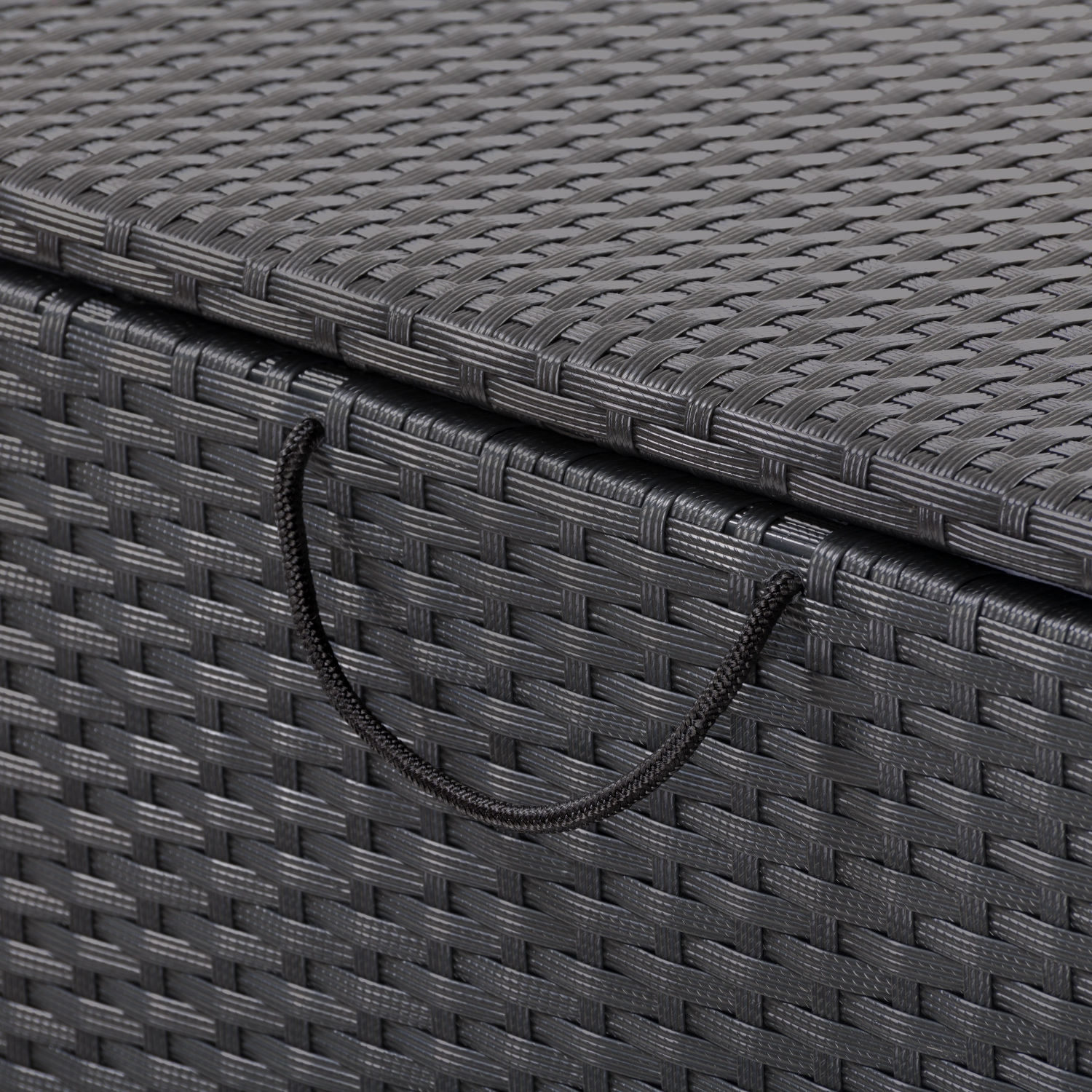 CorLiving Parksville 225 Gallon Outdoor Storage Box, Wicker Patio Deck Box, Outdoor Storage Container for Cushions