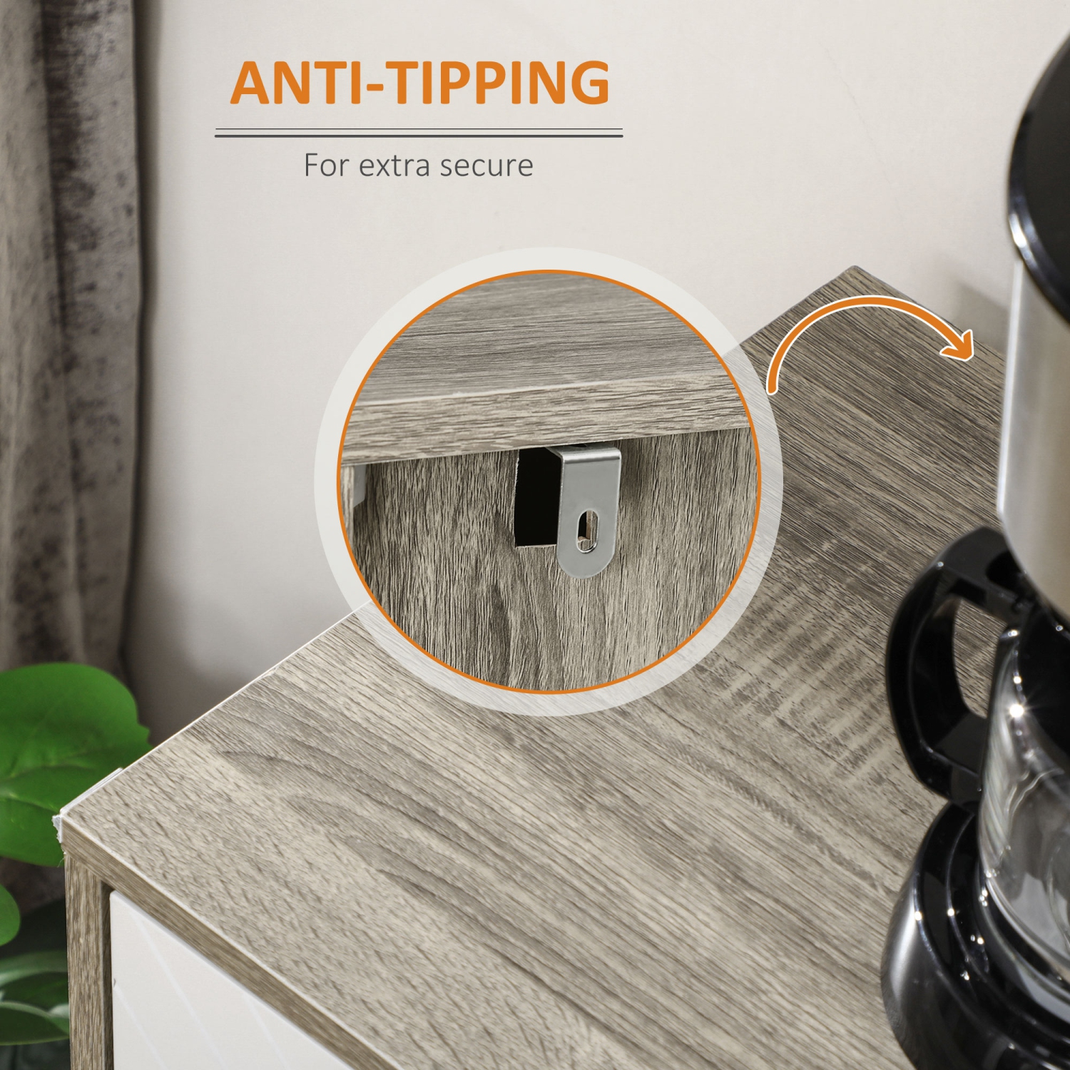 HOMCOM Modern Sideboard Buffet Cabinet, 47" Kitchen Storage Cabinet with 4 Doors and 2 Adjustable Shelves, Coffee Bar Station, Grayish Brown