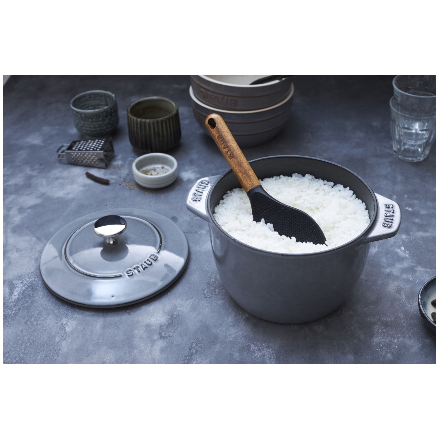 STAUB 22 cm Silicone Rice Spoon, Black