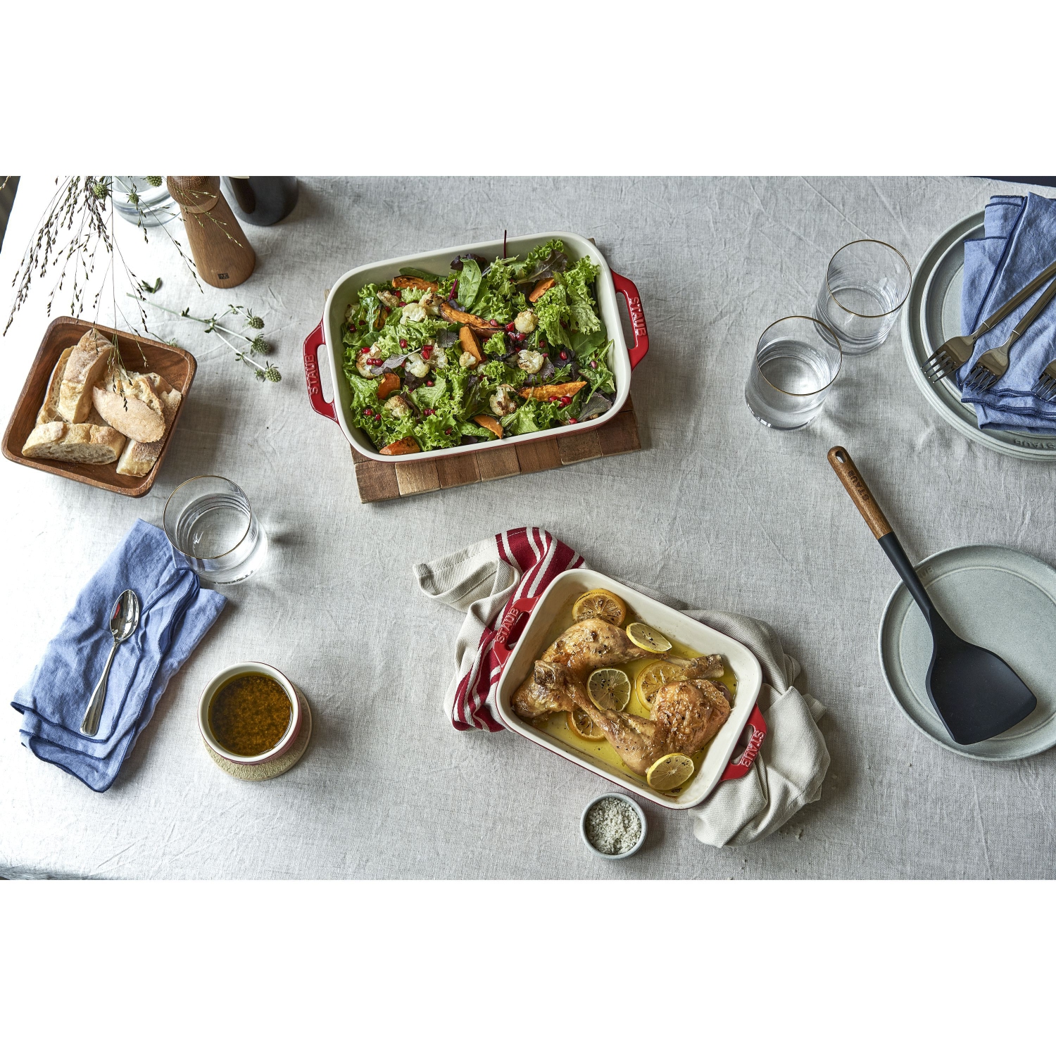 STAUB Ceramique Mixed Baking Dish Set Cherry 3 Piece