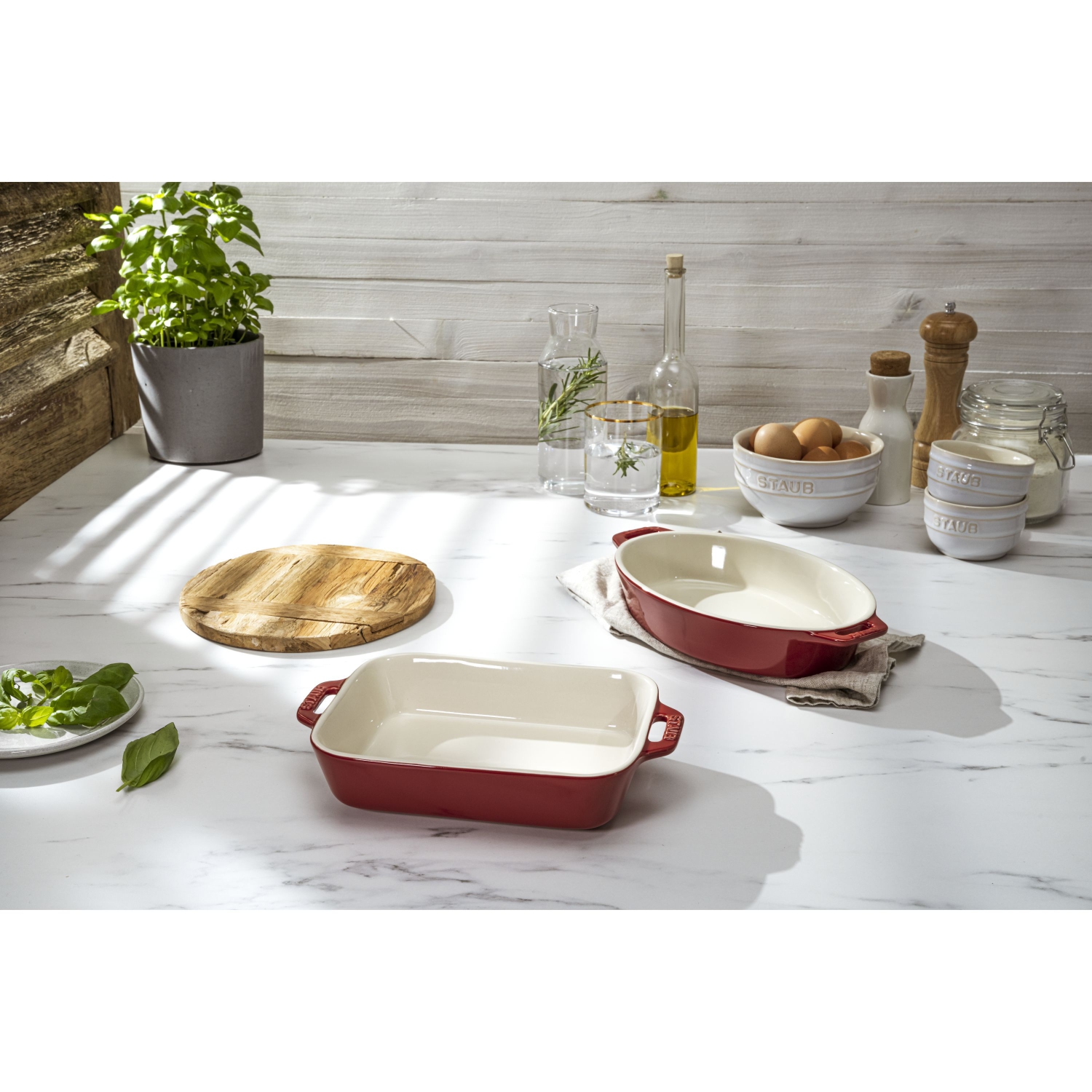 STAUB Ceramique Mixed Baking Dish Set Cherry 3 Piece