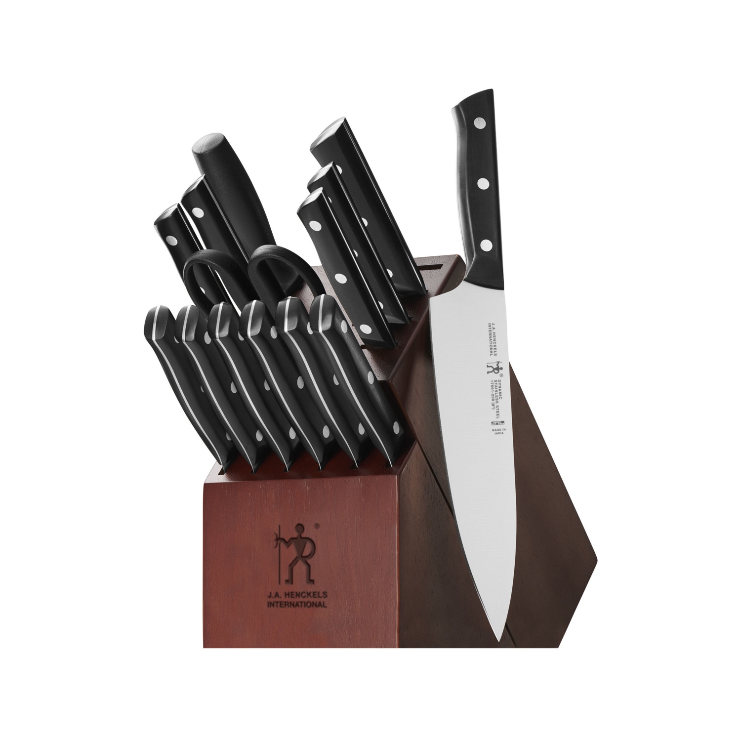 HENCKELS Dynamic 15 Piece Knife Block Set, Brown