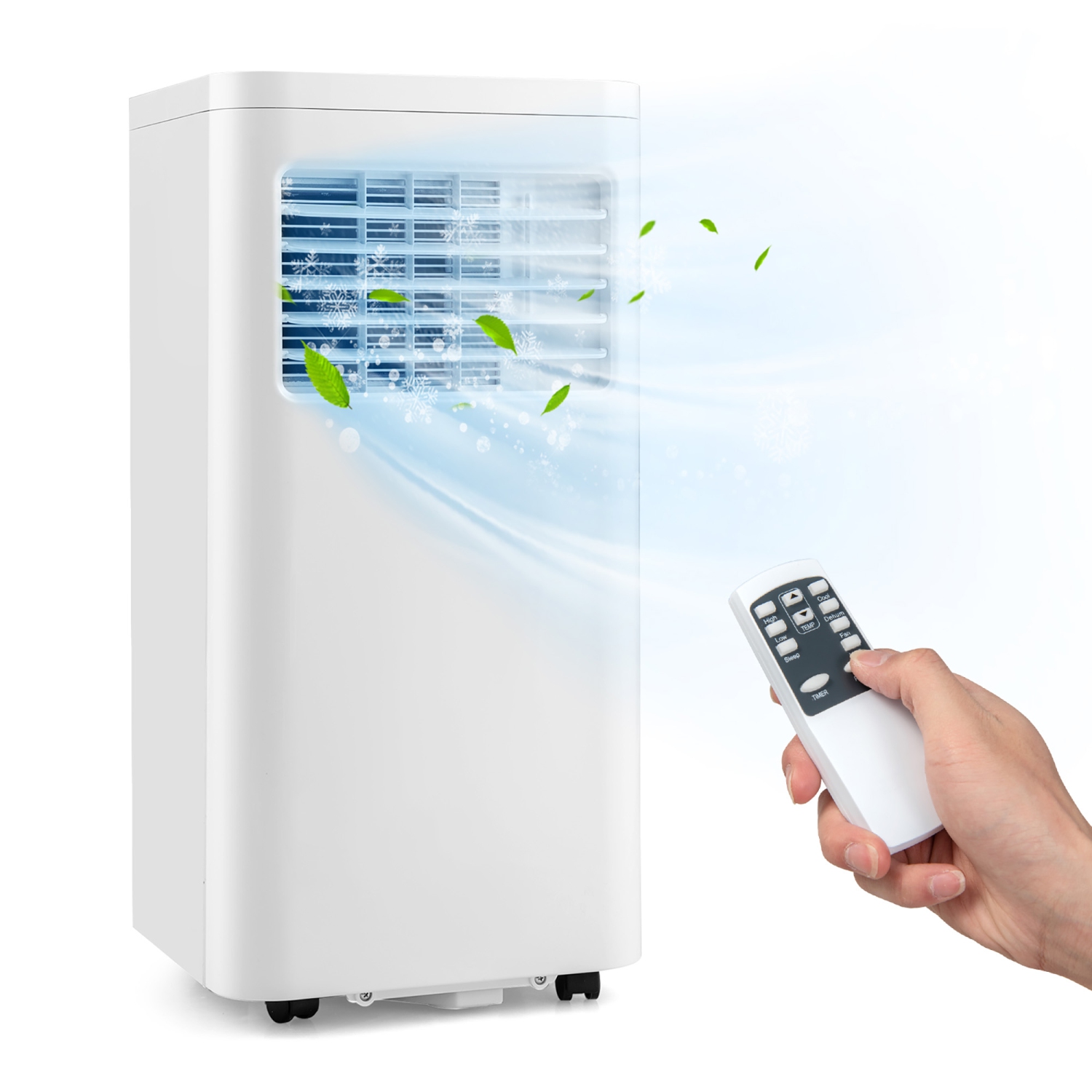 Climatiseur portable 3-en-1 Costway, 8000 BTU, unité AC avec refroidissement, ventilateur de déshumidification, mode veille