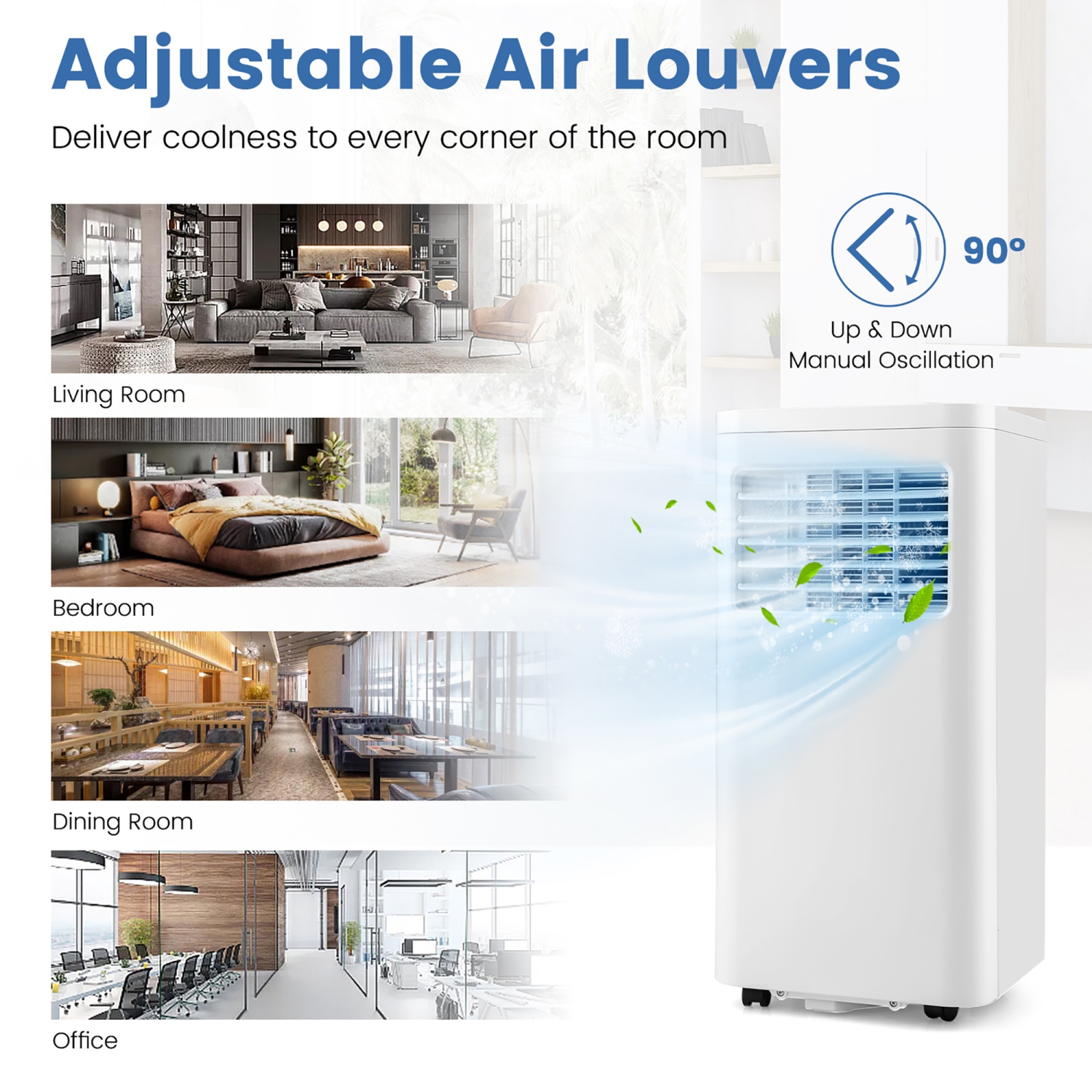 Climatiseur portable 3-en-1 Costway, 8000 BTU, unité AC avec refroidissement, ventilateur de déshumidification, mode veille