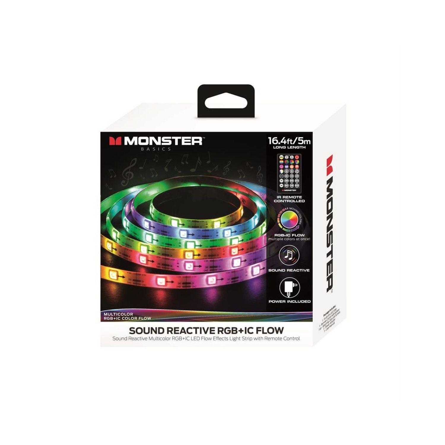 Bande lumineuse LED d'intérieur/extérieur multi-couleur et multi-blanc de Monster avec télécommande