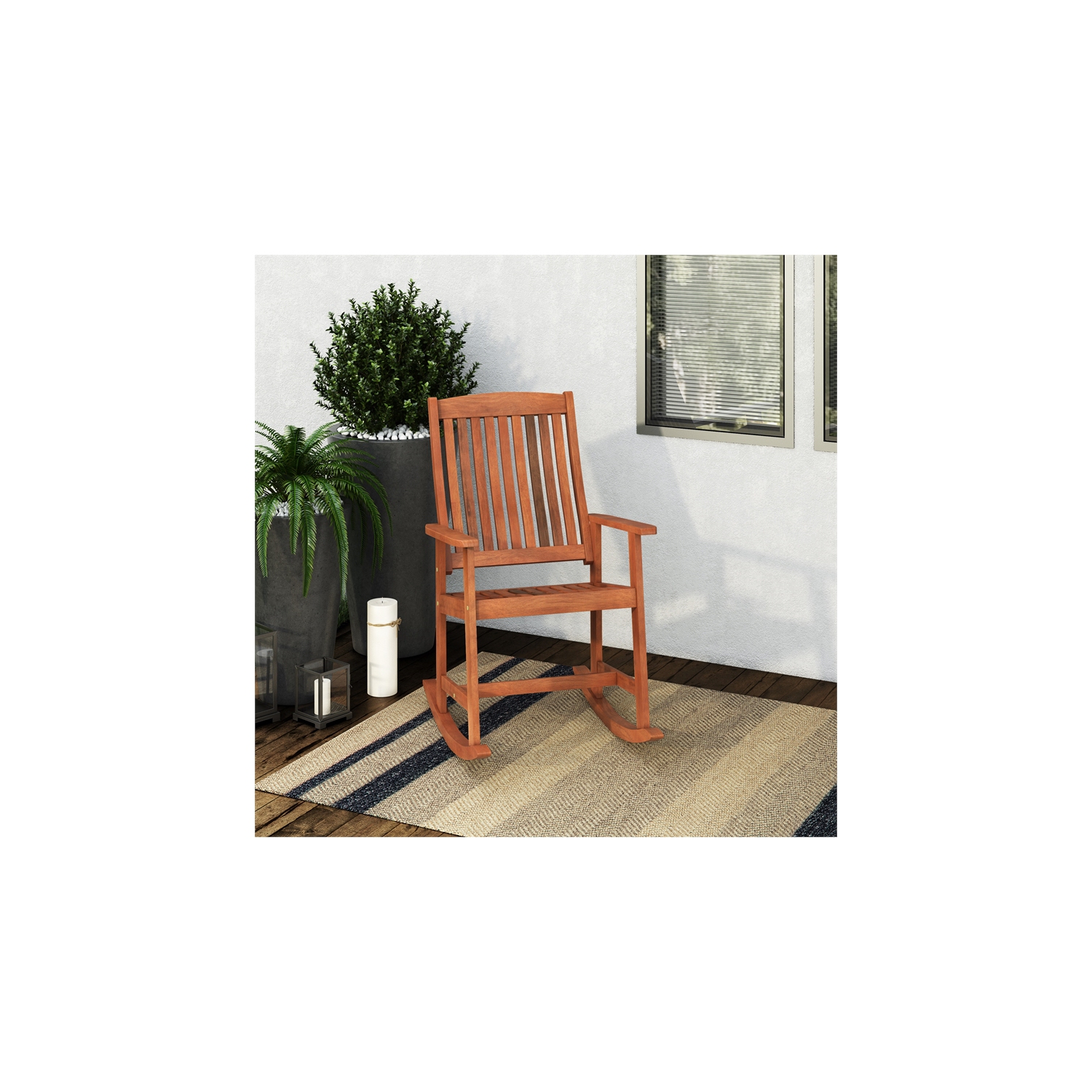 CorLiving Miramar Natural Wood Outdoor Rocking Chair