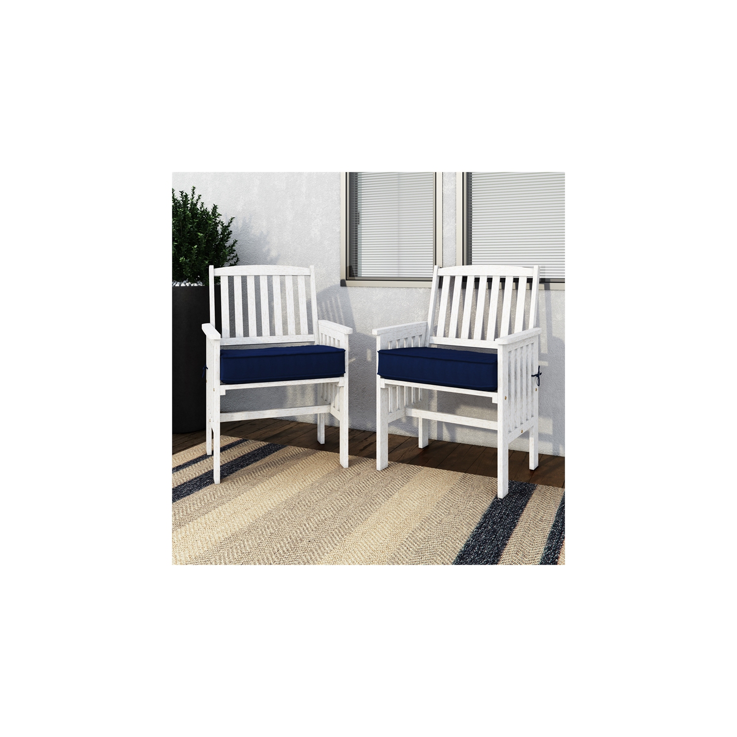 CorLiving Miramar White Washed Wood Outdoor Armchair Set - Set of 2