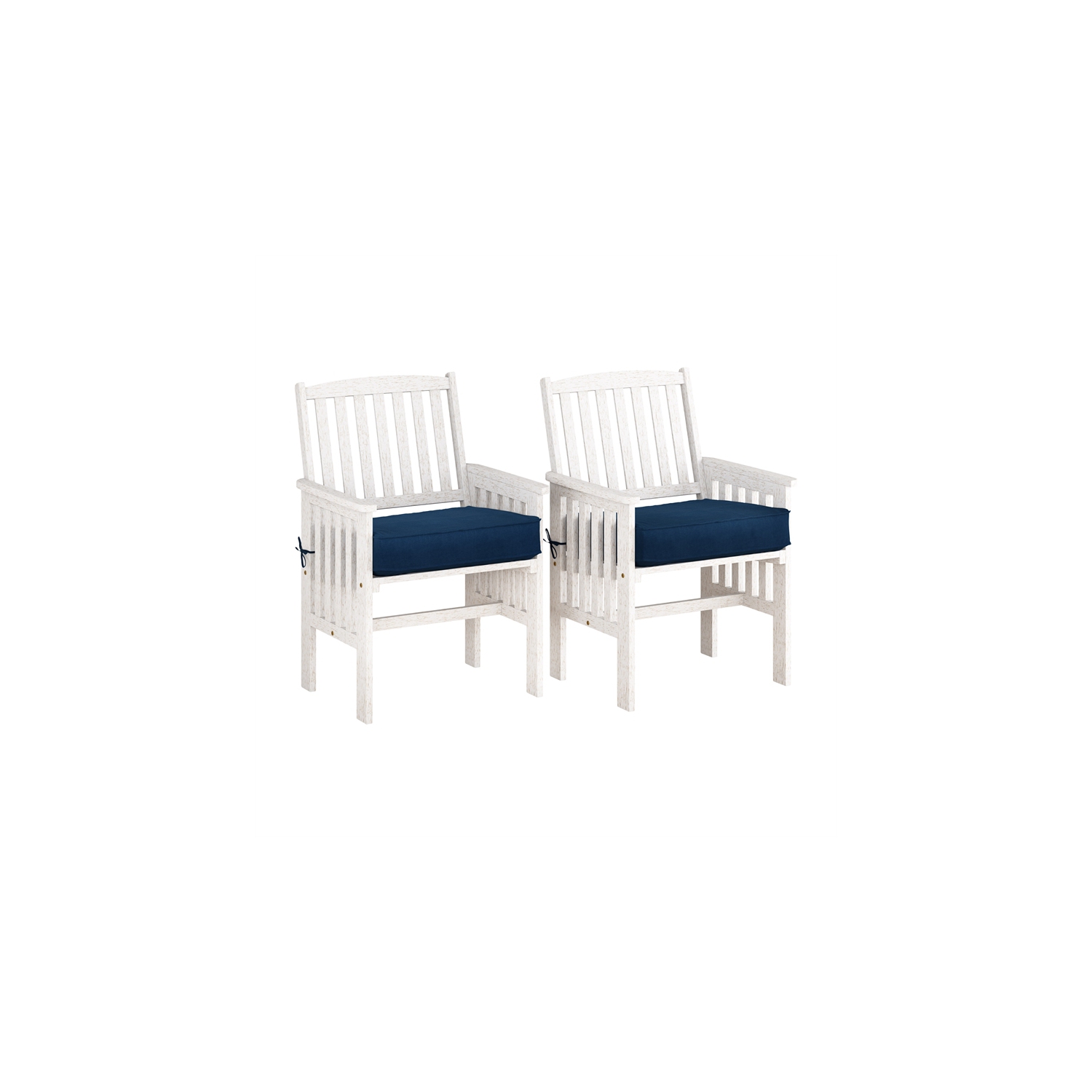 CorLiving Miramar White Washed Wood Outdoor Armchair Set - Set of 2