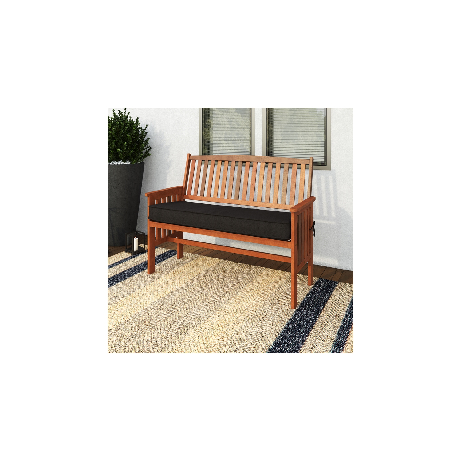 Banc d'extérieur en bois massif blanchi Miramar