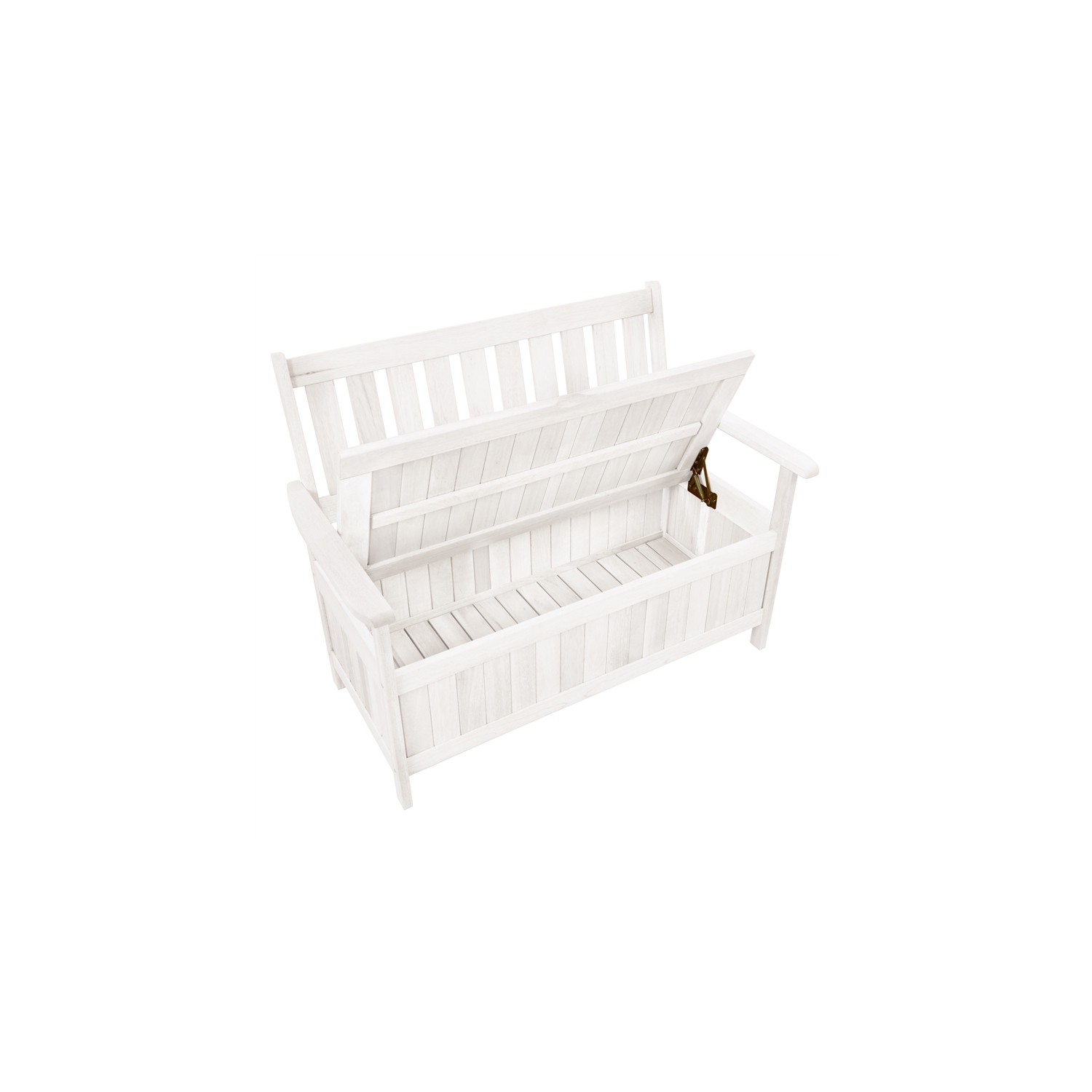 CorLiving Miramar White Washed Wood Outdoor Storage Bench