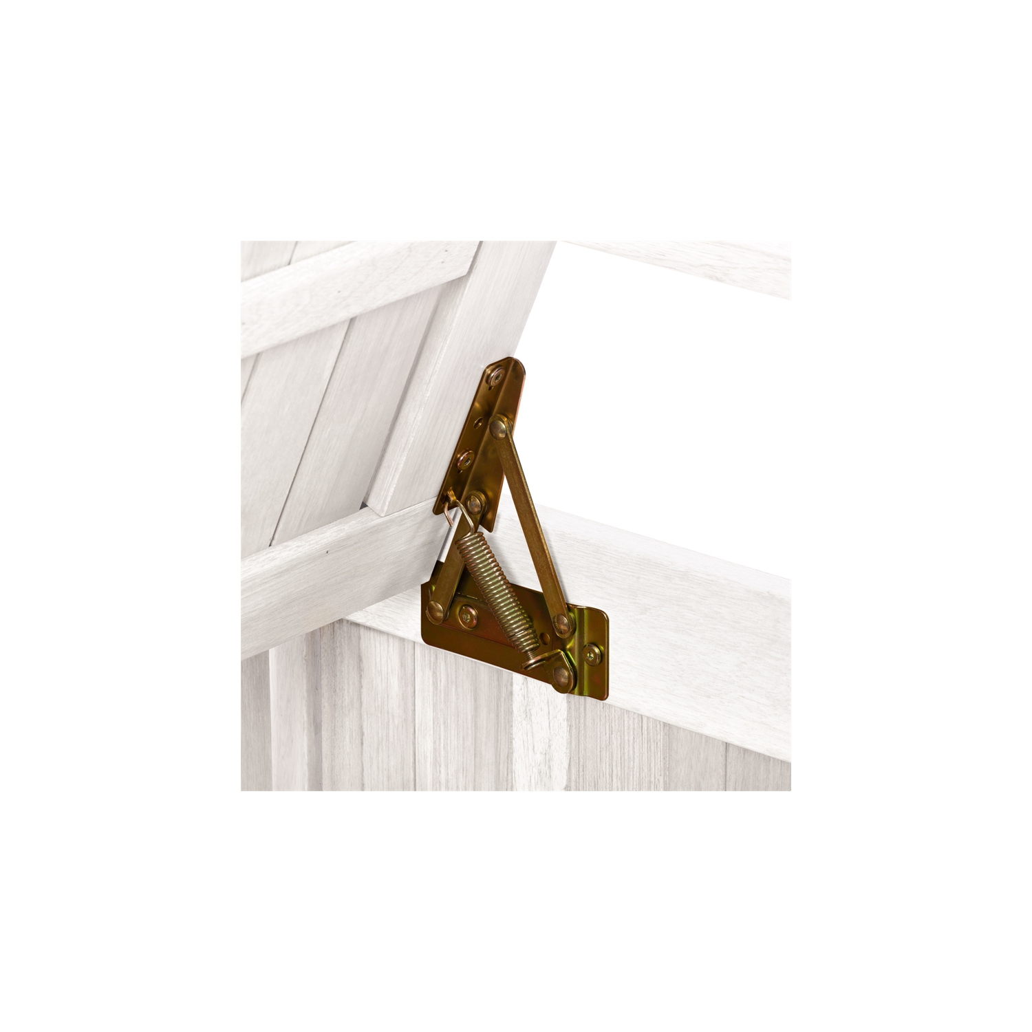 CorLiving Miramar White Washed Wood Outdoor Storage Bench