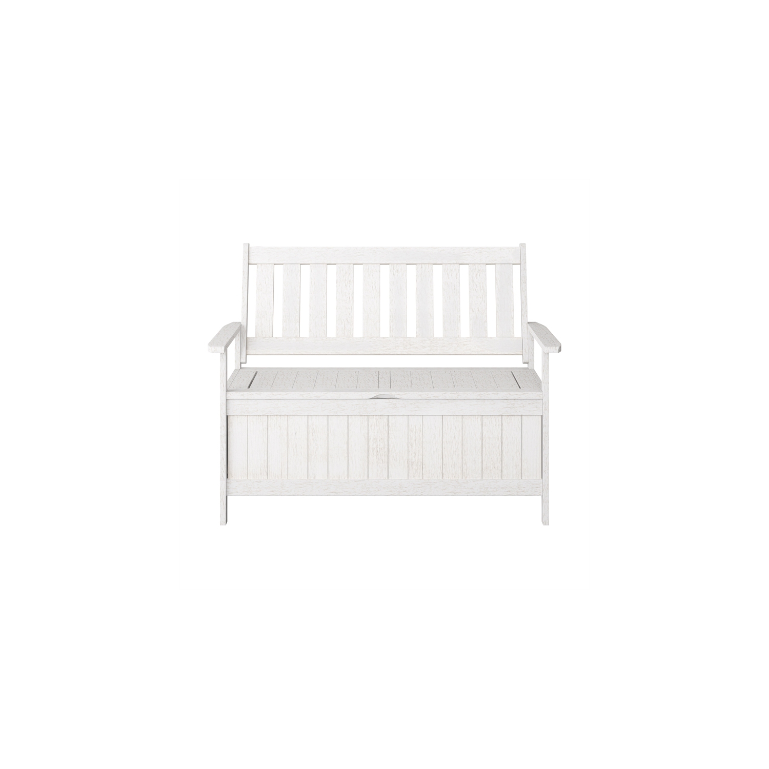 CorLiving Miramar White Washed Wood Outdoor Storage Bench