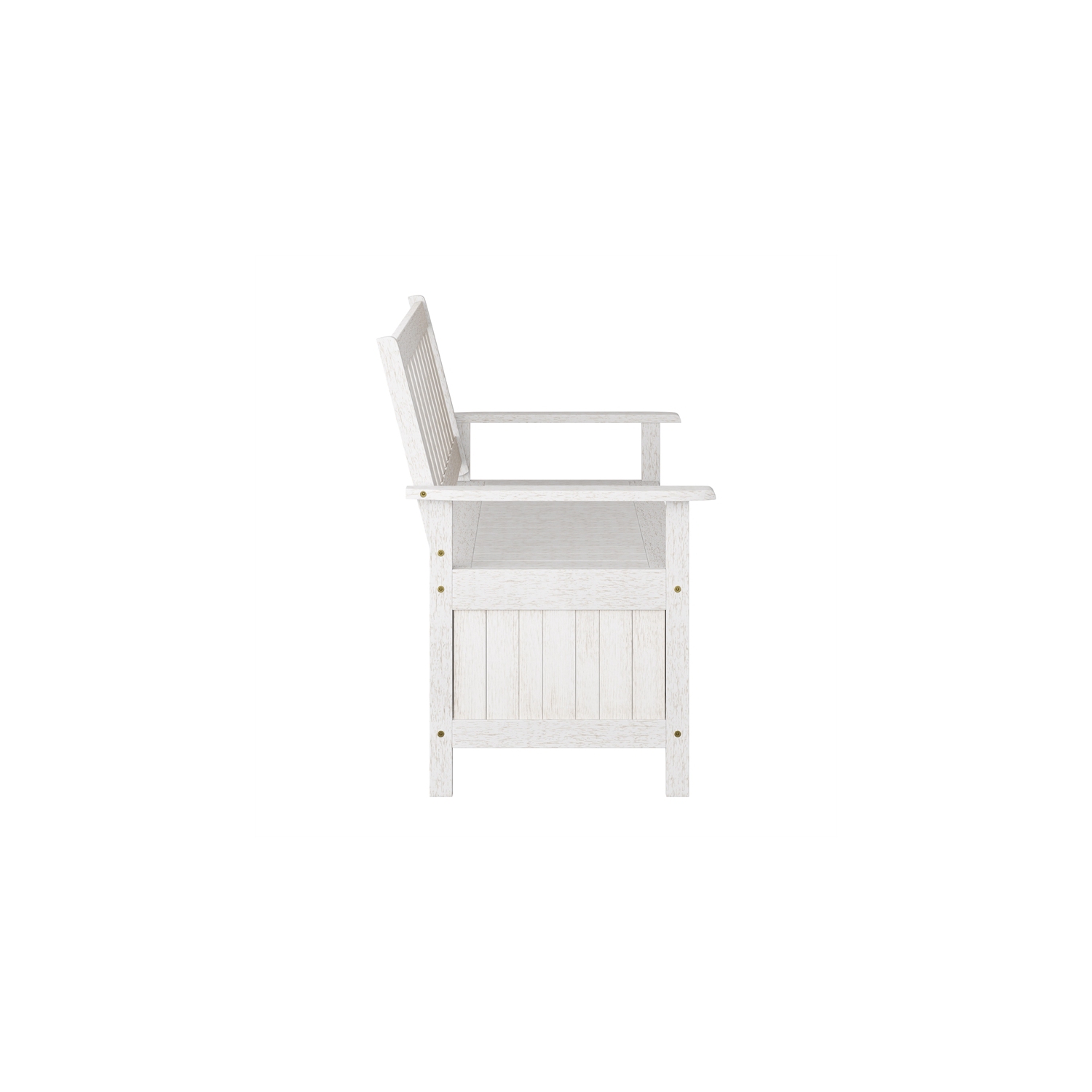 CorLiving Miramar White Washed Wood Outdoor Storage Bench