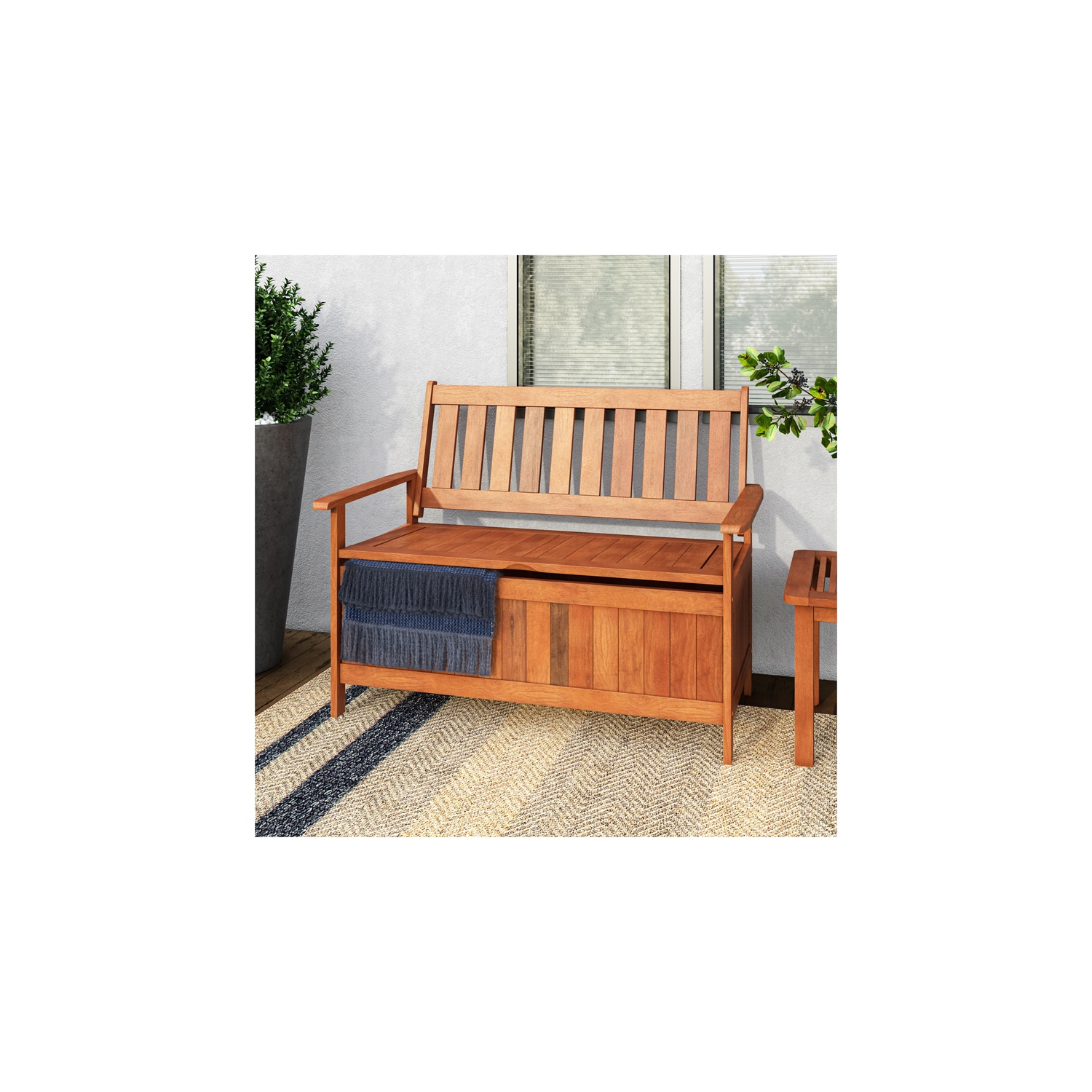 Banc de rangement extérieur den bois massif naturel Miramar