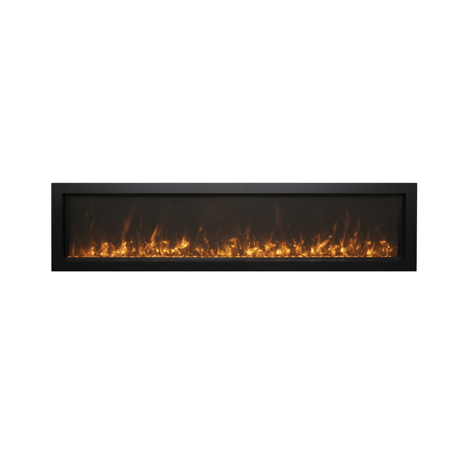 Remii Extra Slim 35" Electric Fireplace comes with Canyon Brown and Ocean Blue decorative media embers., as well as a black steel surround and a