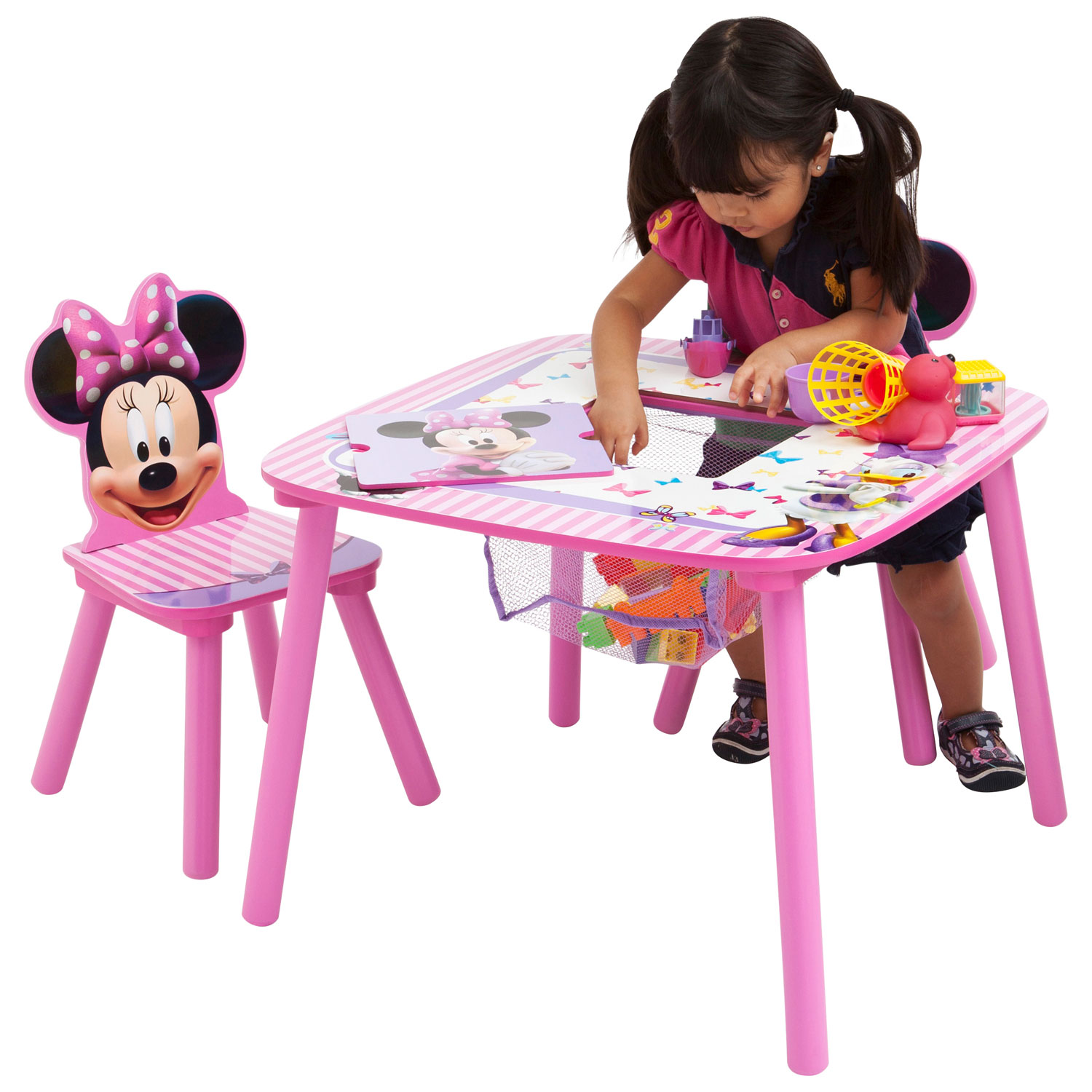 Ensemble 3 pièces avec table et chaises pour enfant Minnie Mouse - Rose