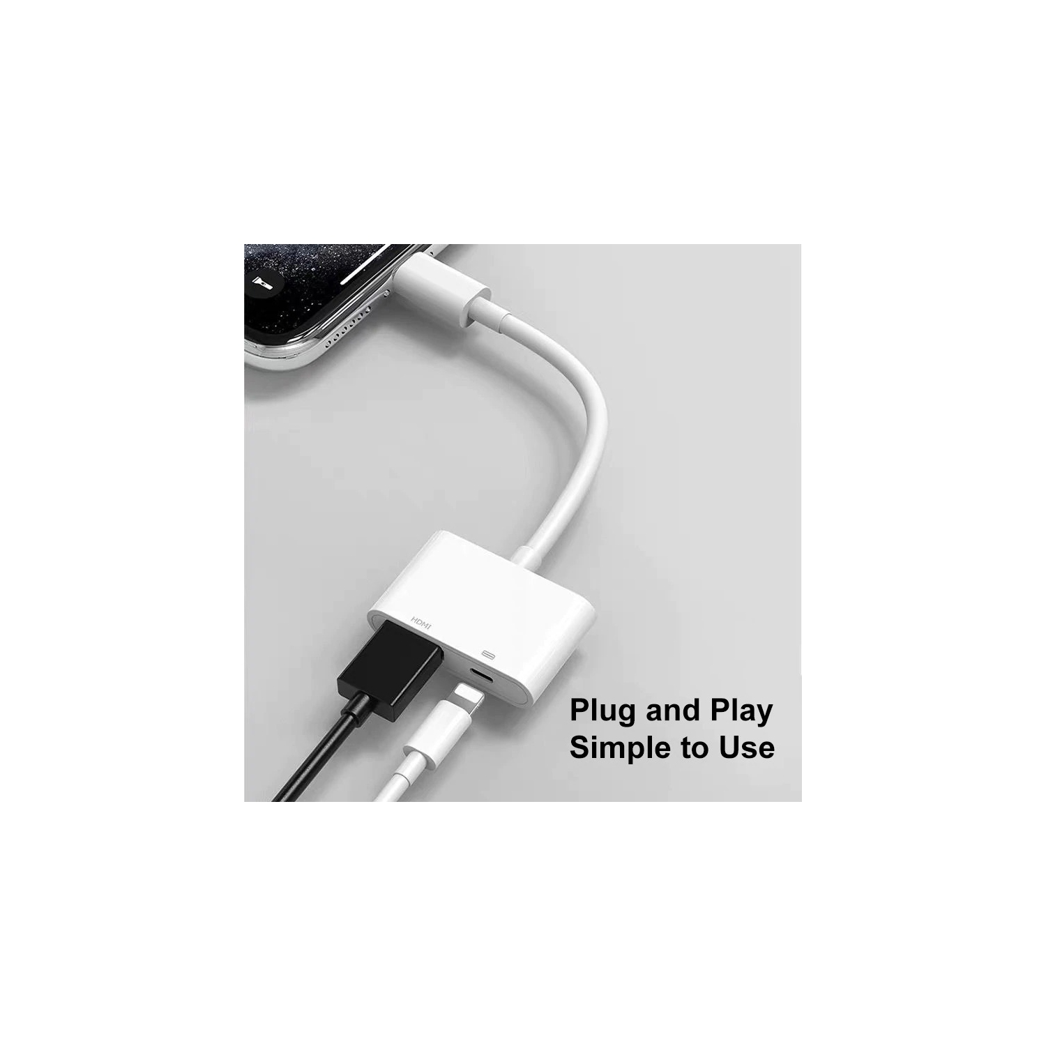 Adaptateur AV numérique Lightning vers HDMI, audio-vidéo 4K, écran de synchronisation HDMI avec port de recharge compatible pour iPhone 13/12/11/X/8,