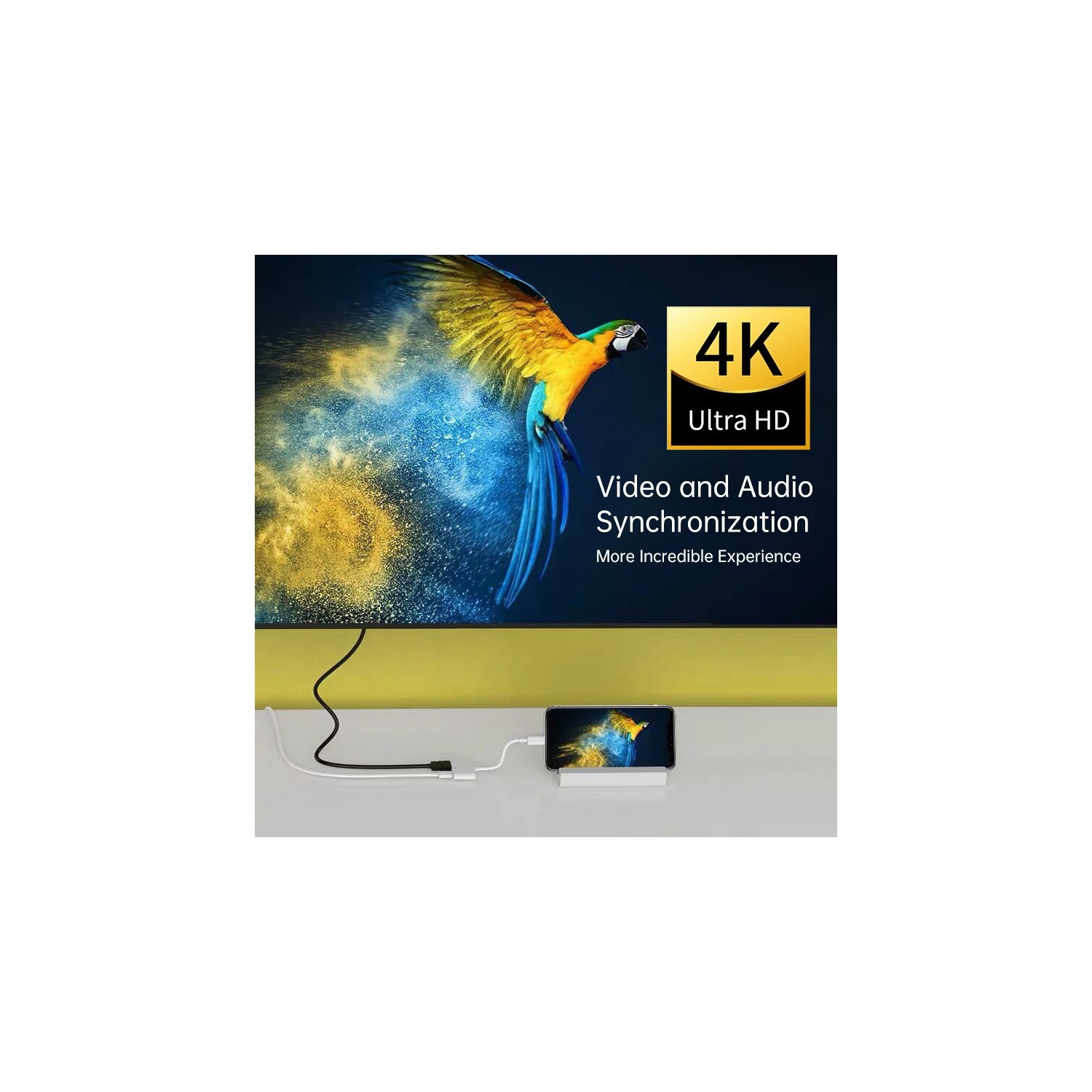 Adaptateur AV numérique Lightning vers HDMI, audio-vidéo 4K, écran de synchronisation HDMI avec port de recharge compatible pour iPhone 13/12/11/X/8,