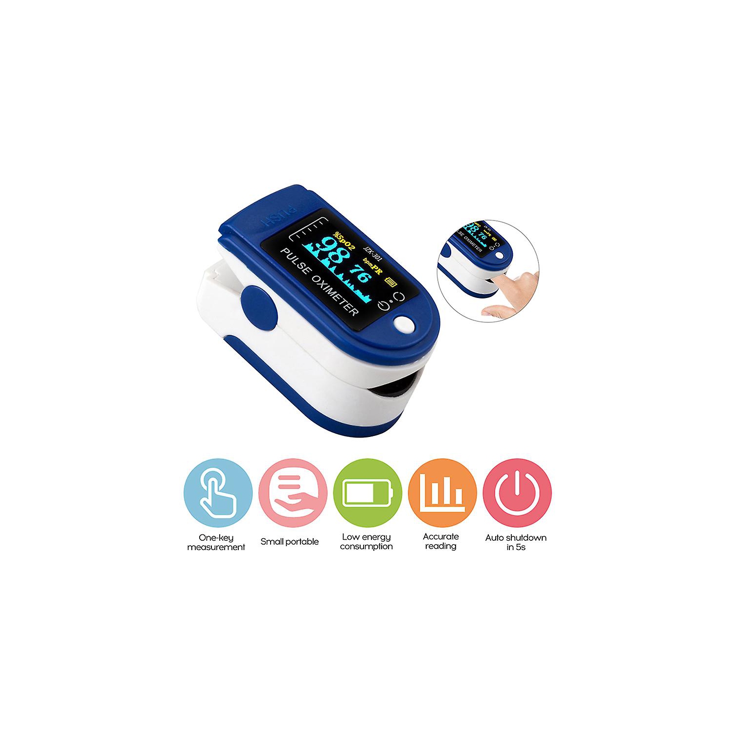 Display Digital Pulse Oximeter Saturation Monitors Portable Fingertip Oximeter