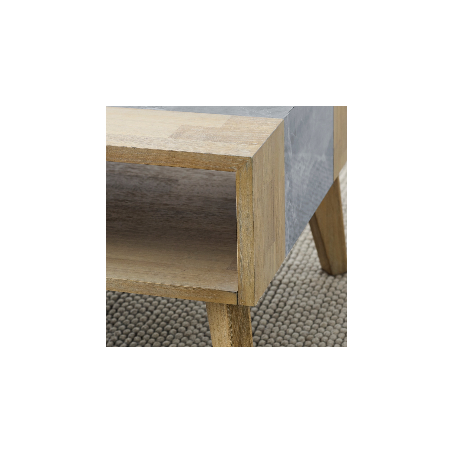 Calgary Natural Finish with Gray Stone Cocktail Table