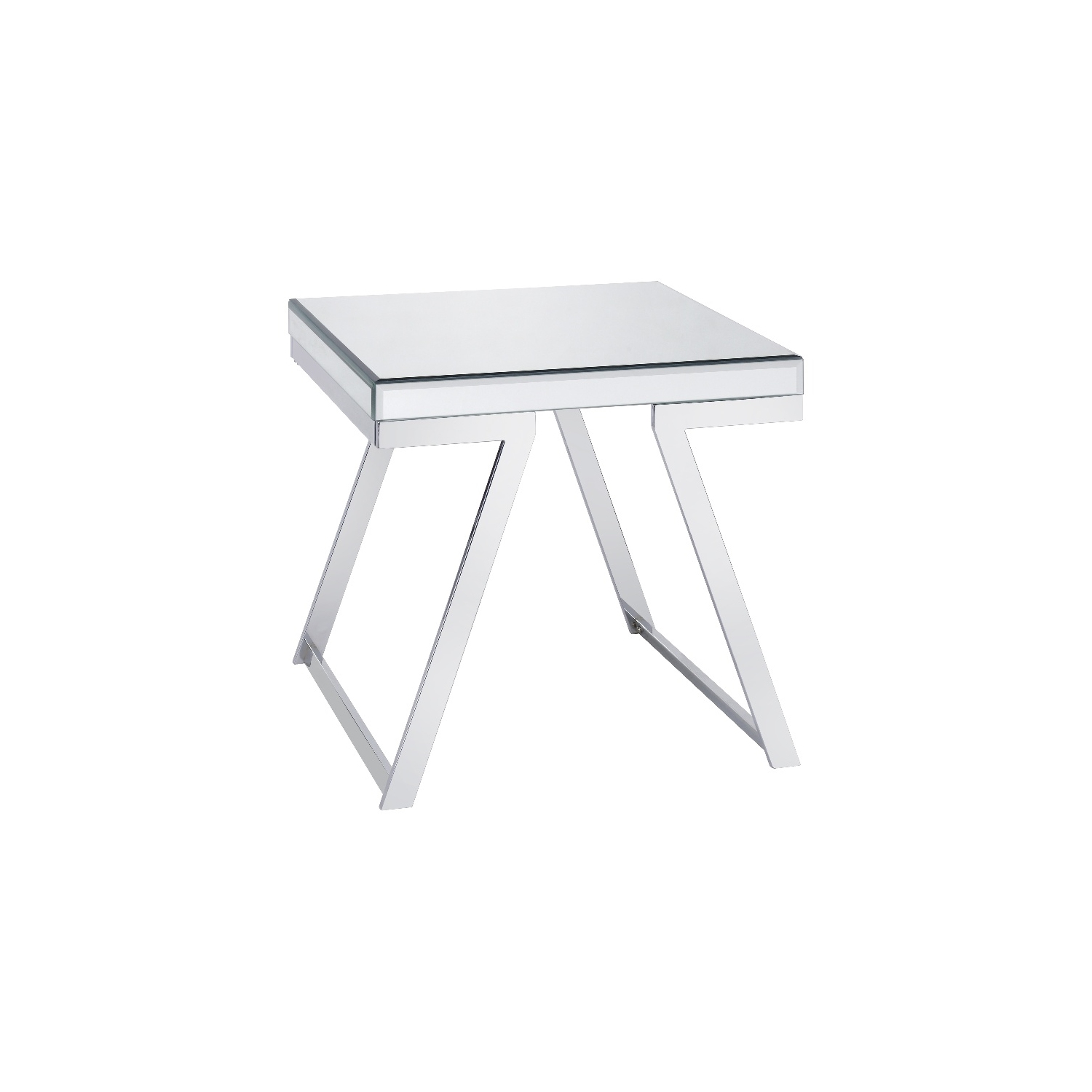 Alfresco Mirrored Glass and Chrome Metal Square End Table
