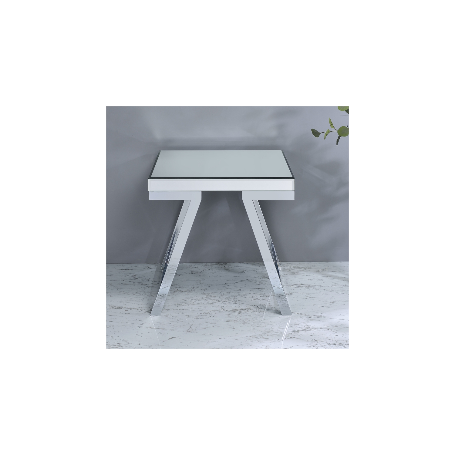 Alfresco Mirrored Glass and Chrome Metal Square End Table