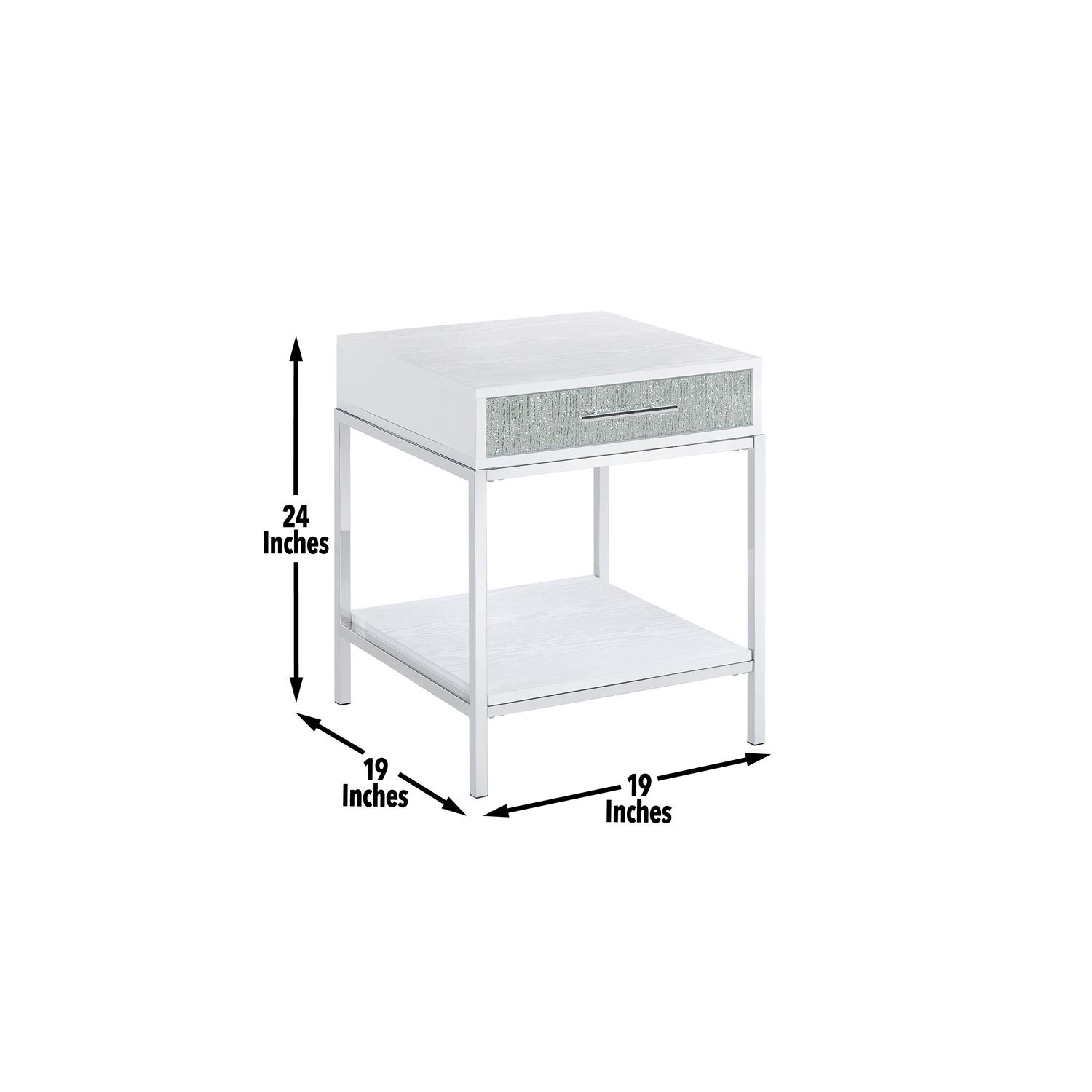 Mirage White Wood and Chrome End Table