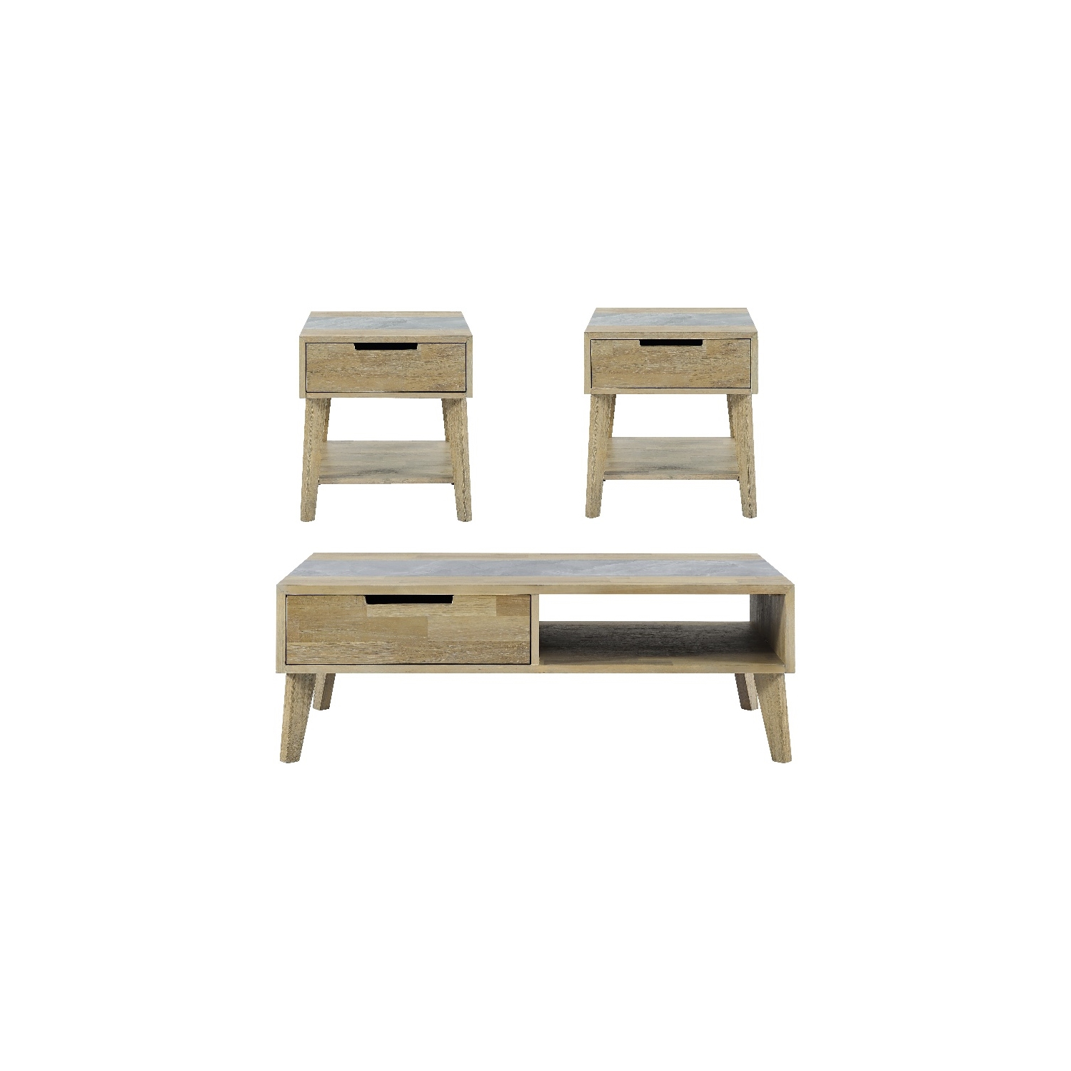 Calgary Natural Finish Gray Stone Inlay Occasional 3-piece Set