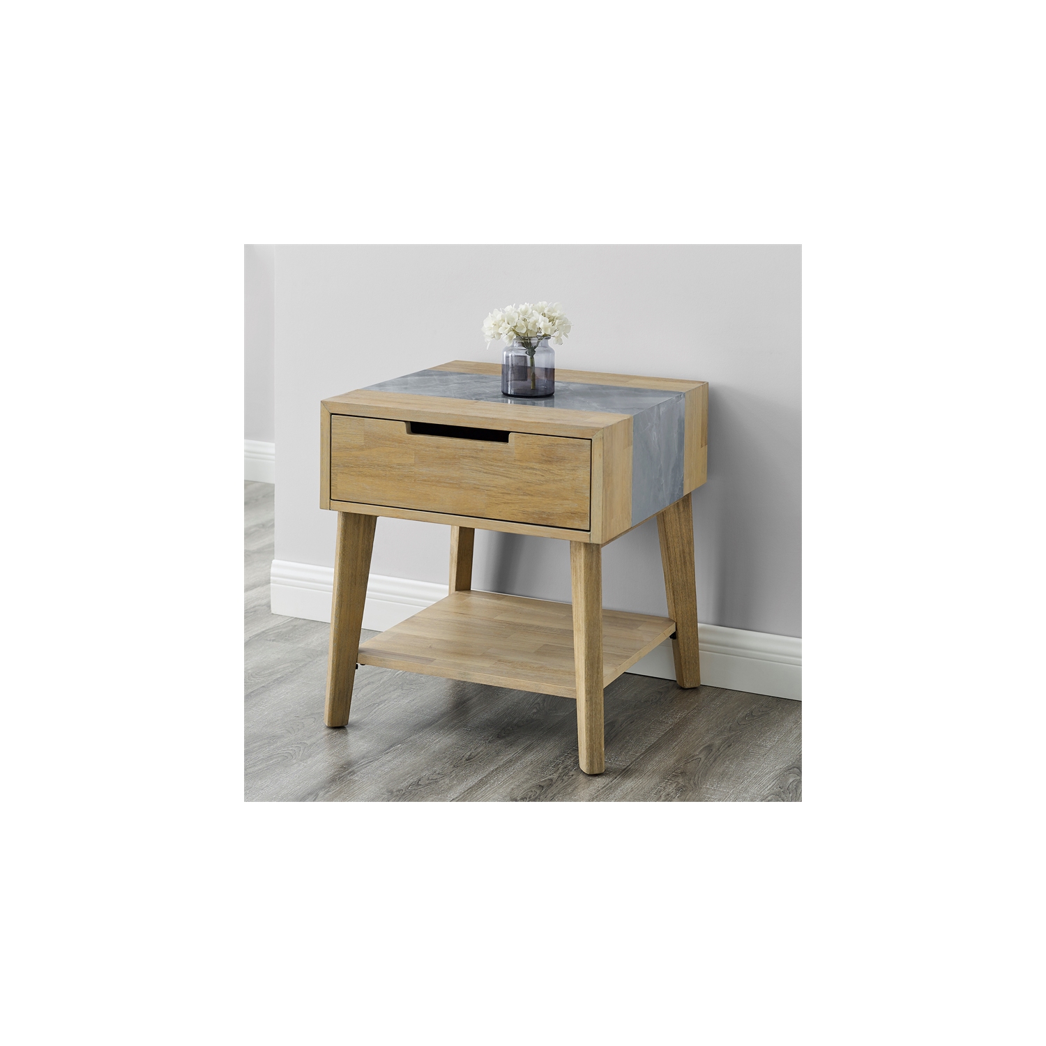 Calgary Natural Finish Gray Stone Inlay Occasional 3-piece Set