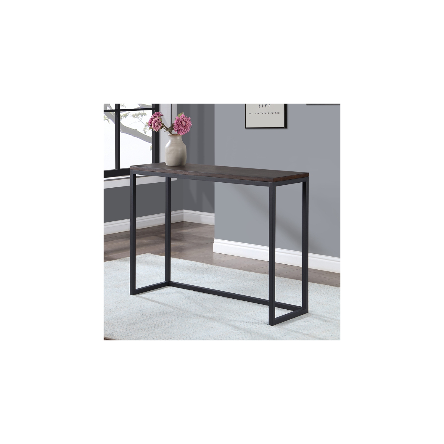 Yukon Walnut and Black Metal Counter Bar Set