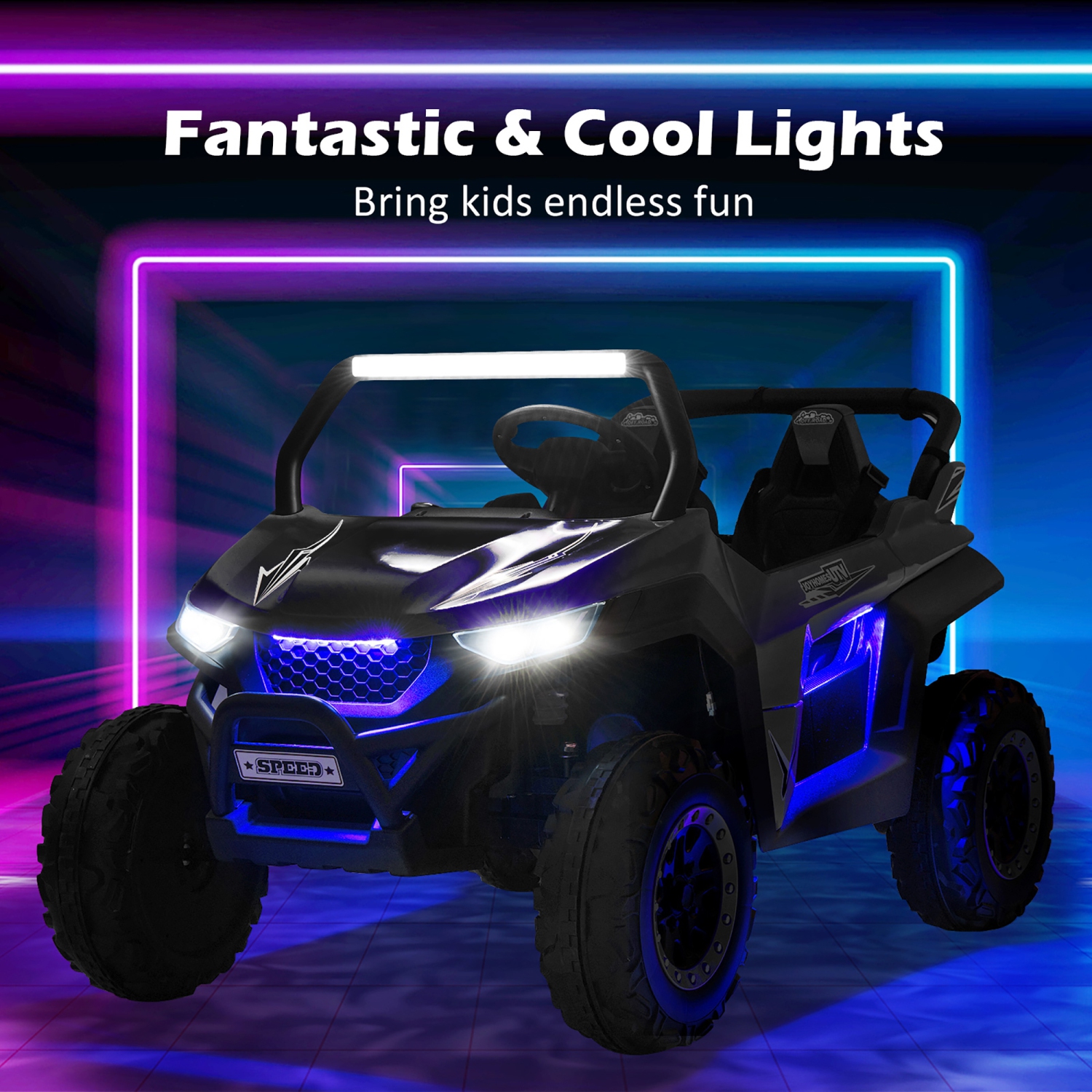 12V 2-Seater Kids Ride On UTV RC Electric Vehicle Suspension w/ Lights & Music
