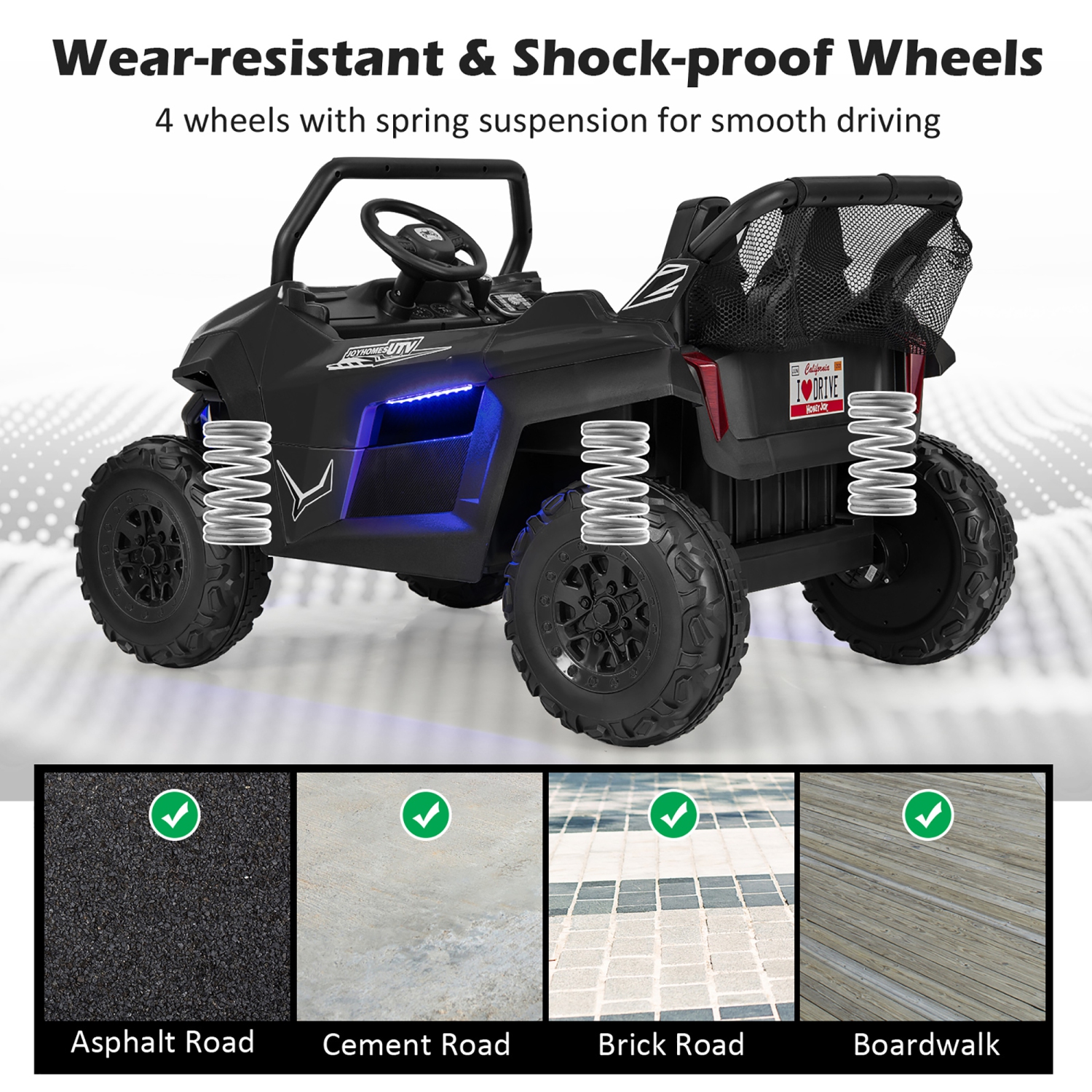 12V 2-Seater Kids Ride On UTV RC Electric Vehicle Suspension w/ Lights & Music