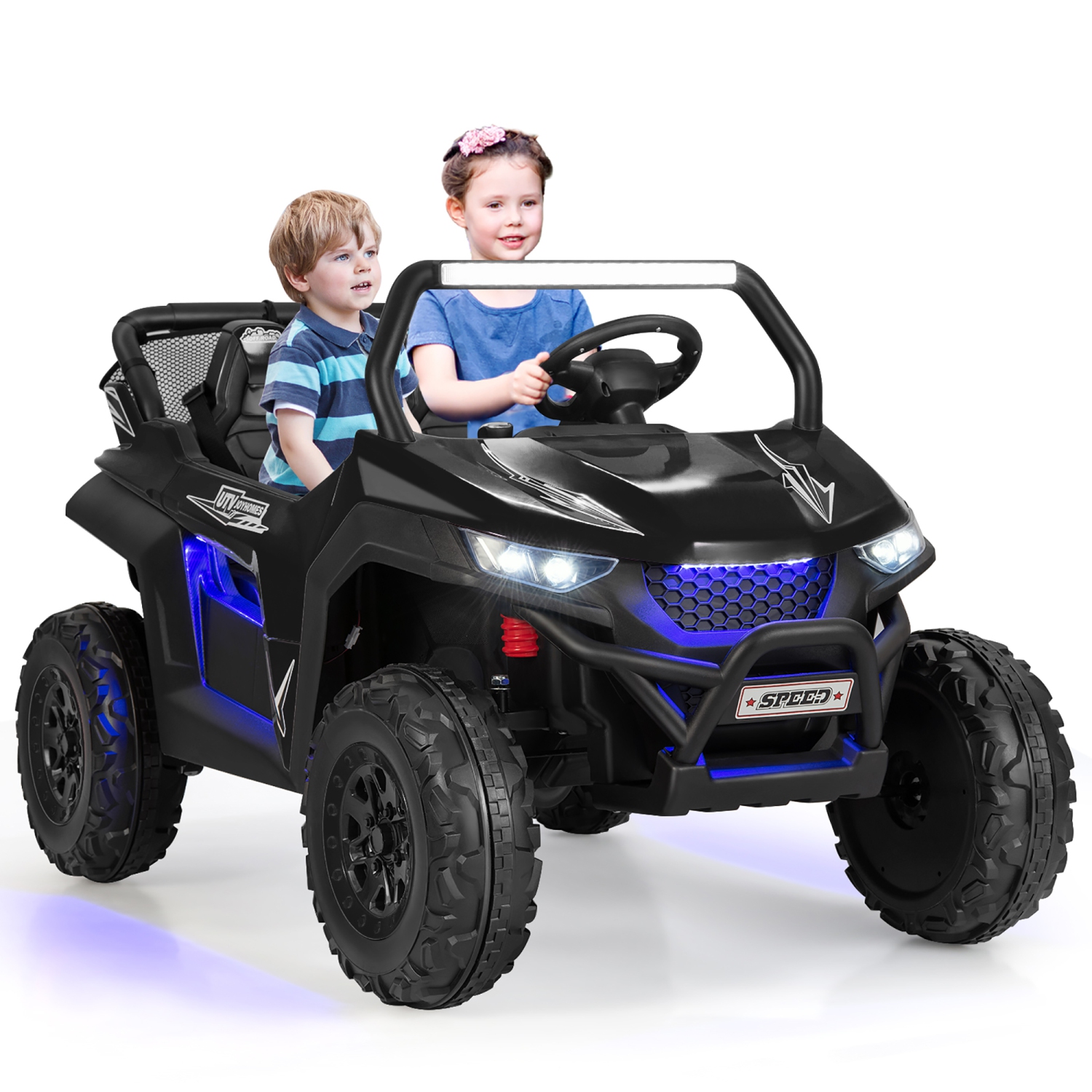 12V 2-Seater Kids Ride On UTV RC Electric Vehicle Suspension w/ Lights & Music