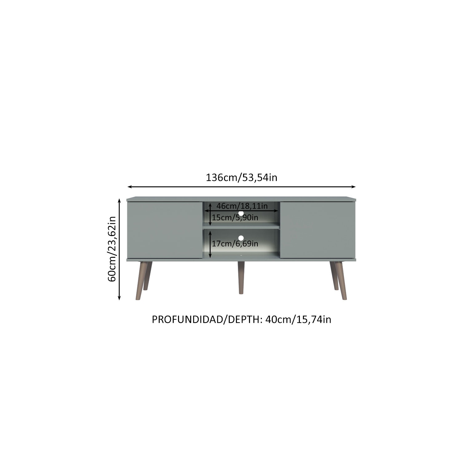 Madesa TV Stand Console with 2 Doors and 2 Shelves with Cable Management for 50, 55 Inch Media Storage Entertainment Center Wooden Television Cabinet