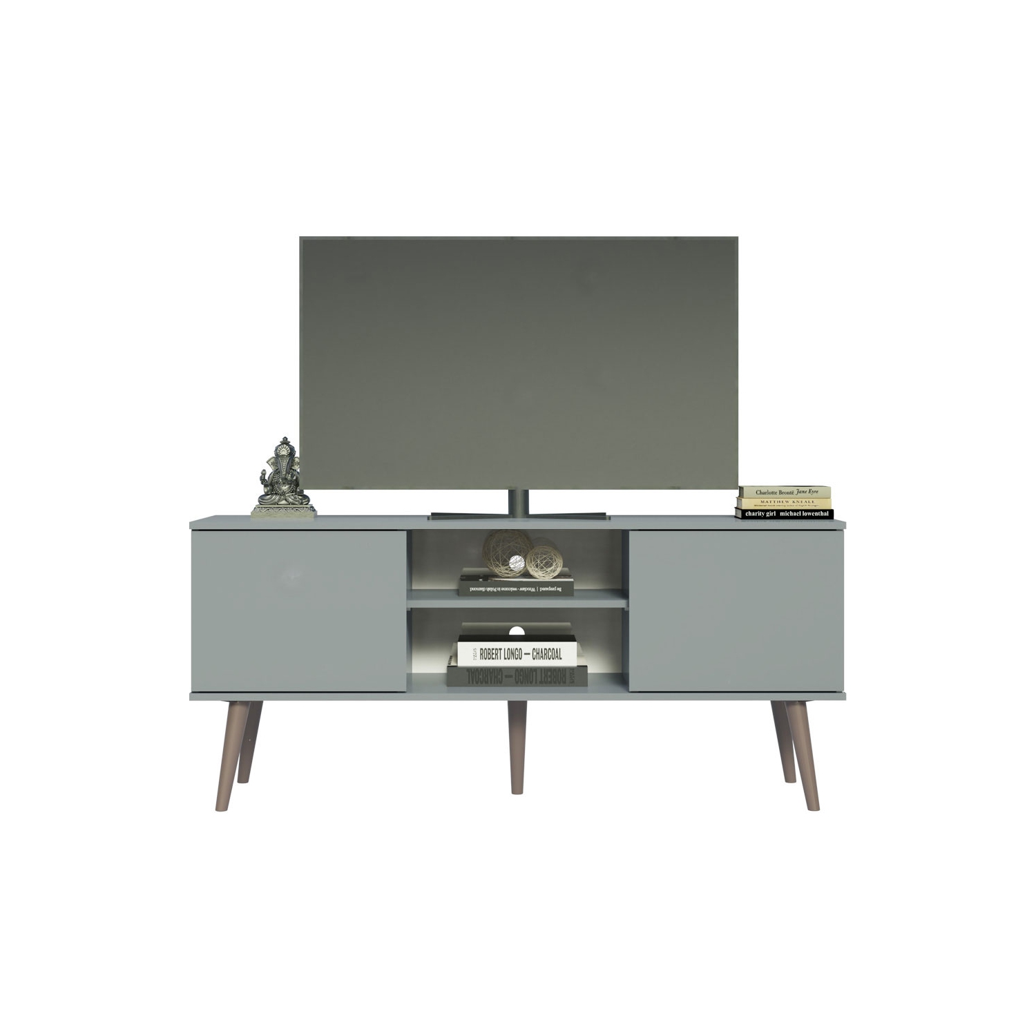 Madesa TV Stand Console with 2 Doors and 2 Shelves with Cable Management for 50, 55 Inch Media Storage Entertainment Center Wooden Television Cabinet