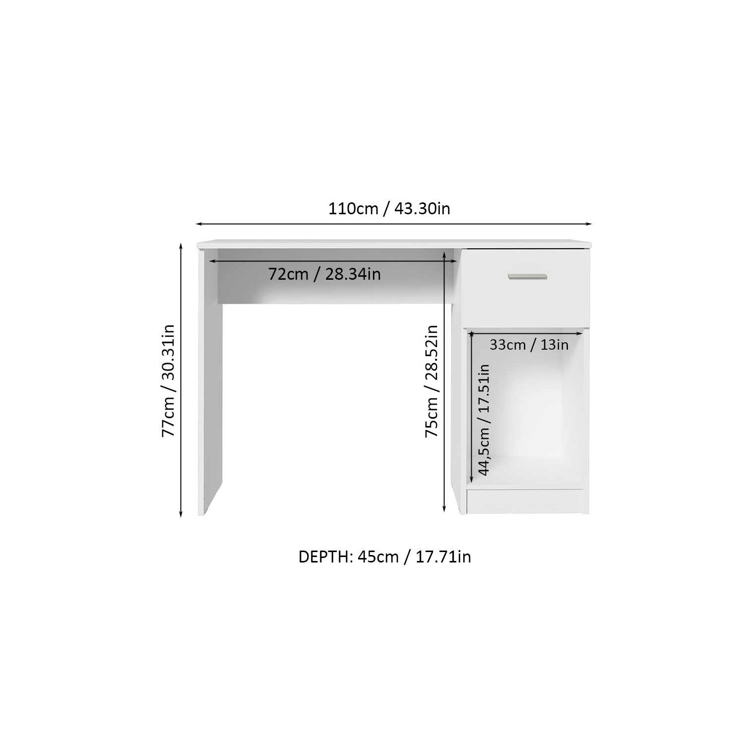 Bureau à domicile pour ordinateur de jeu, gestion des câbles et support pour grand écran, beaucoup d'espace, bois 17" D x 43" W x 30" H