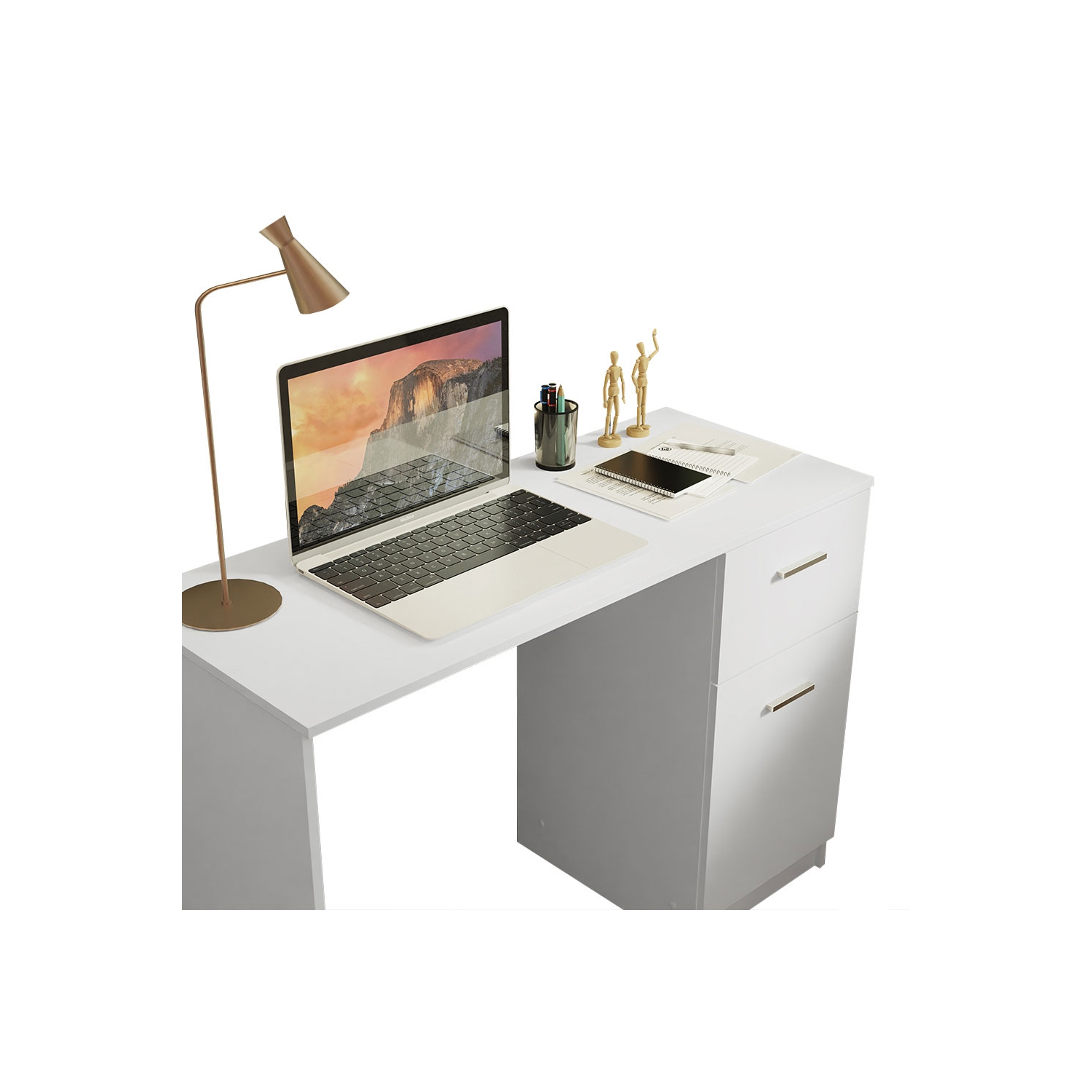Bureau à domicile pour ordinateur de jeu, gestion des câbles et support pour grand écran, beaucoup d'espace, bois 17" D x 43" W x 30" H
