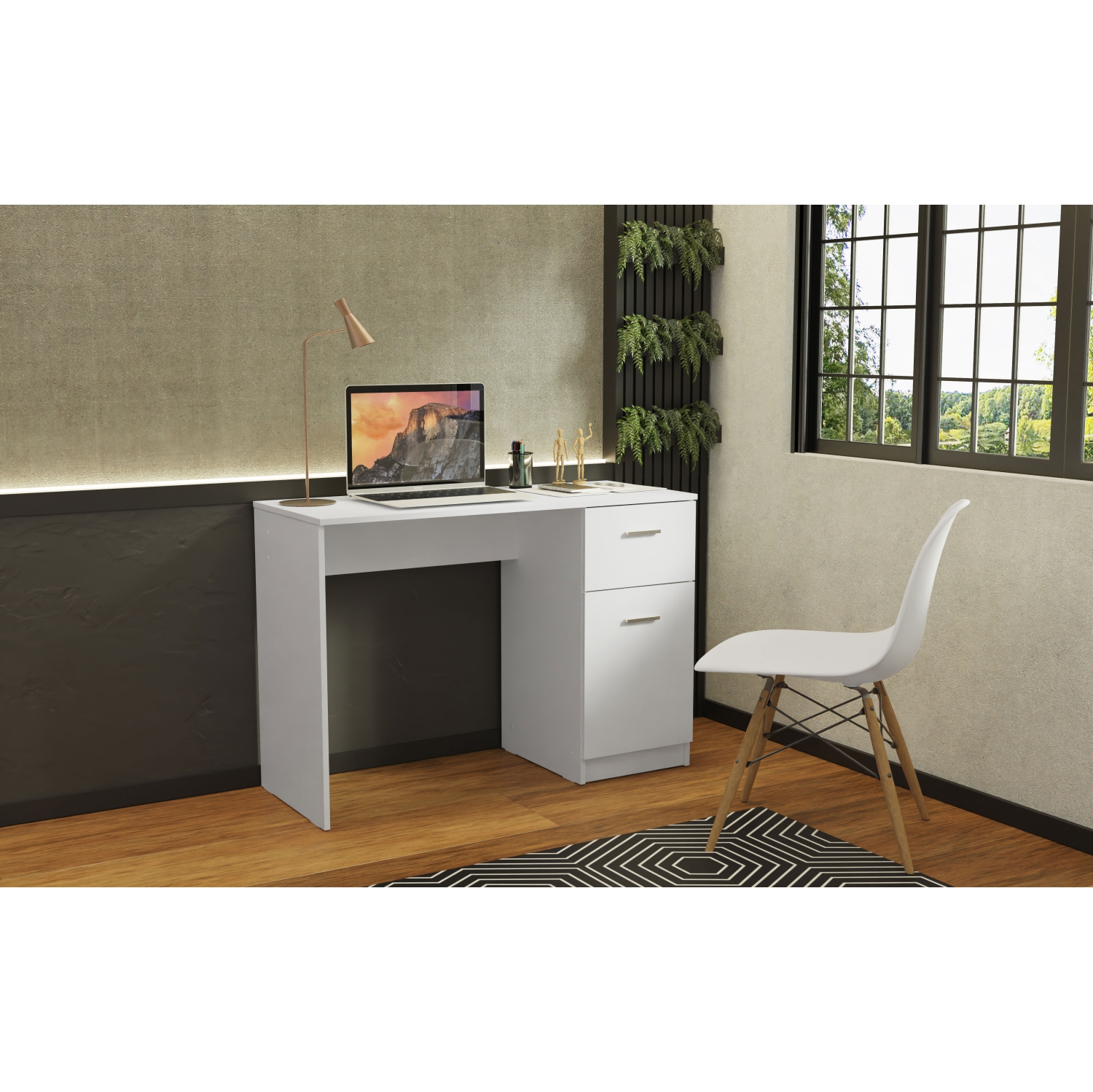 Bureau à domicile pour ordinateur de jeu, gestion des câbles et support pour grand écran, beaucoup d'espace, bois 17" D x 43" W x 30" H