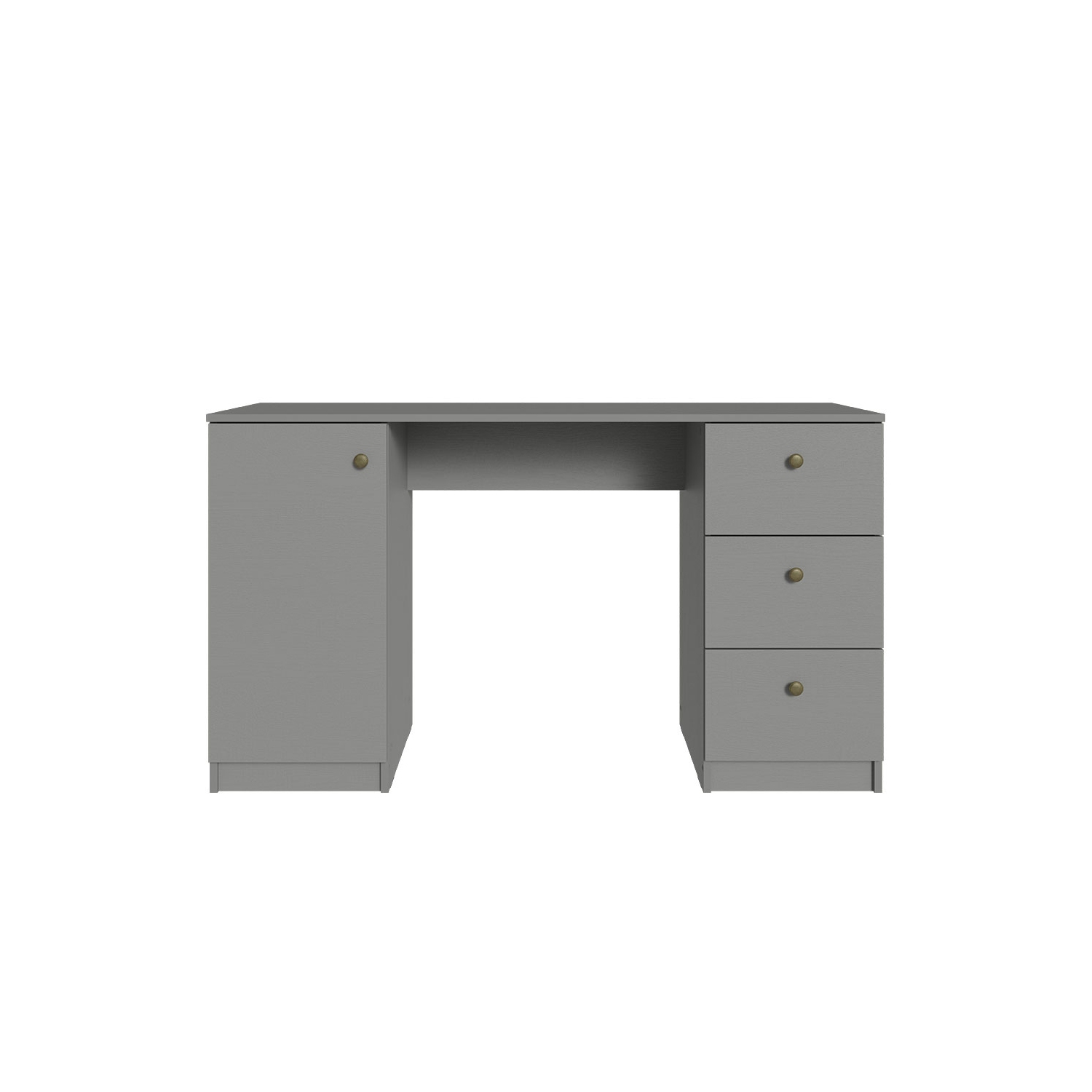 Madesa Executive Computer Writing Desk 53 Inch with 3 Drawers and 1 Door, Metalic Handles Wooden Home Office PC Study Table with Storage - Gray