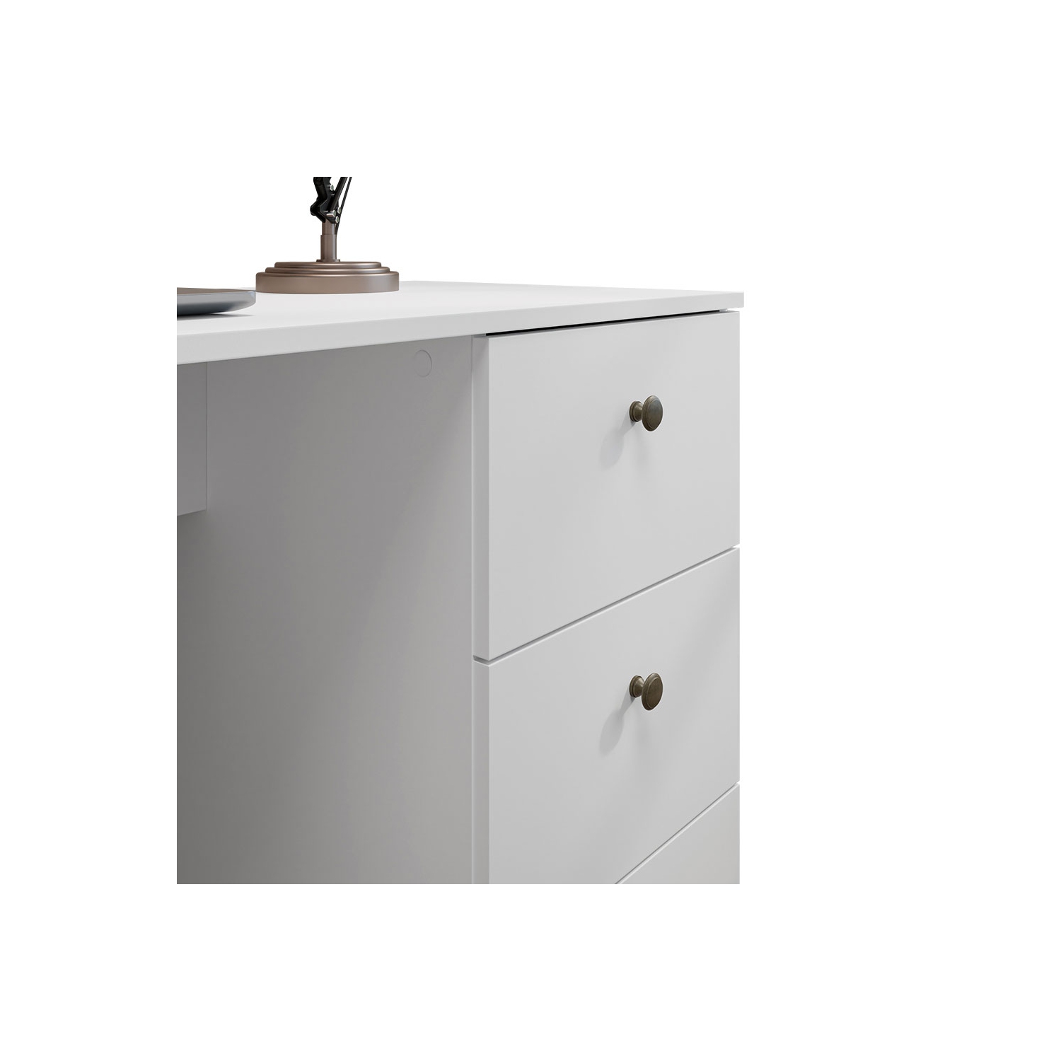 Madesa Executive Computer Writing Desk 53 Inch with 3 Drawers and 1 Door, Metalic Handles Wooden Home Office PC Study Table with Storage - White