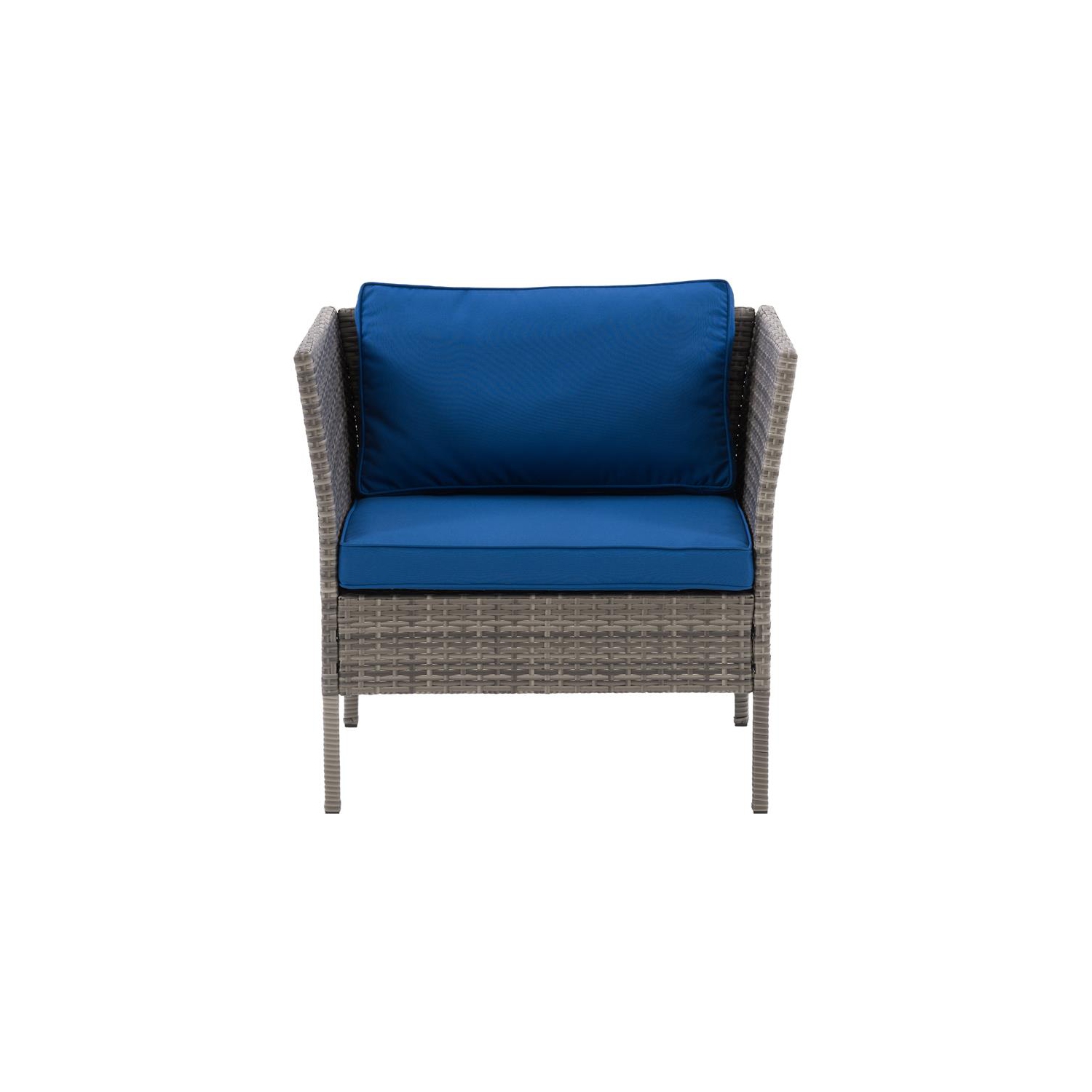 CorLiving Patio Armchair - Blended Grey with Blue Cushions