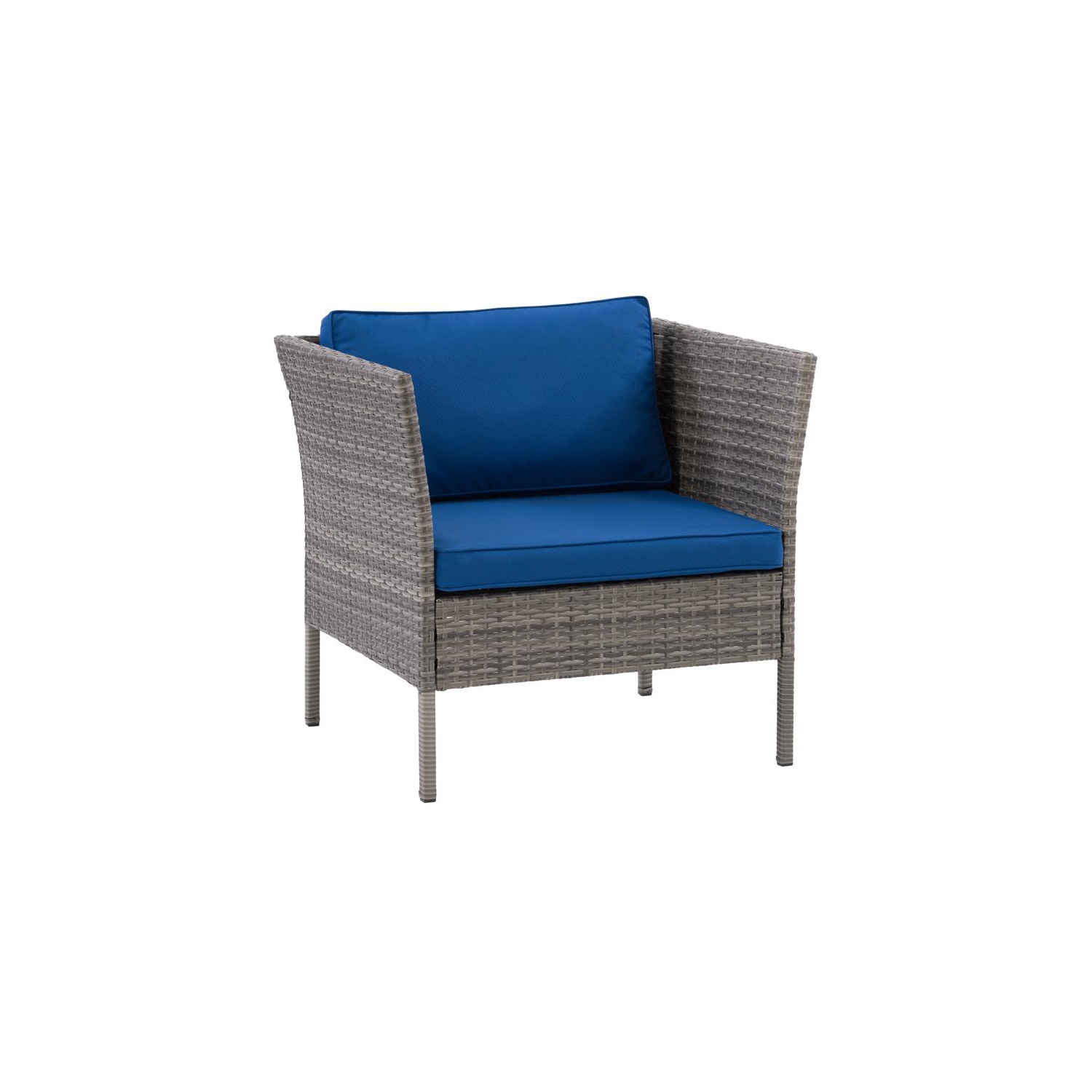 CorLiving Patio Armchair - Blended Grey with Blue Cushions