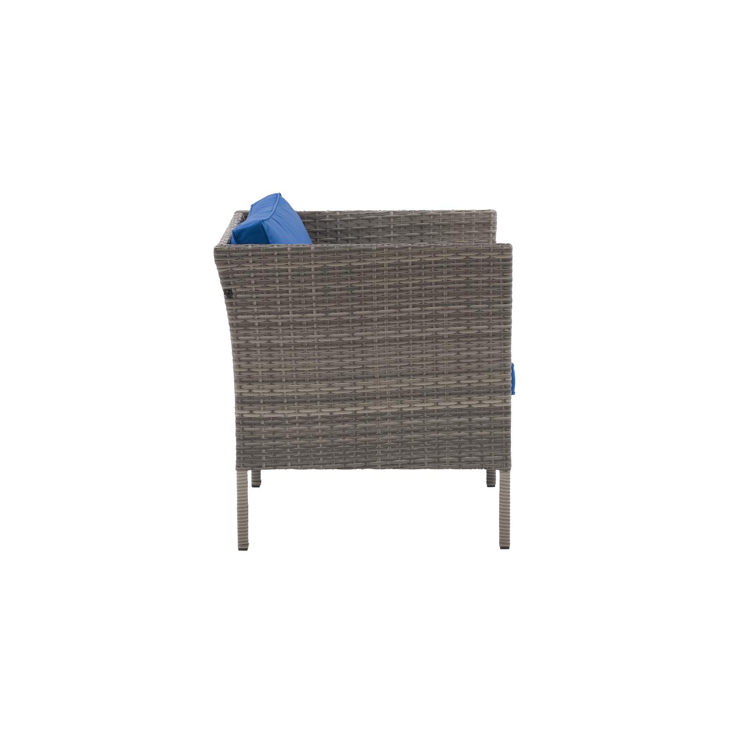 CorLiving Patio Armchair - Blended Grey with Blue Cushions