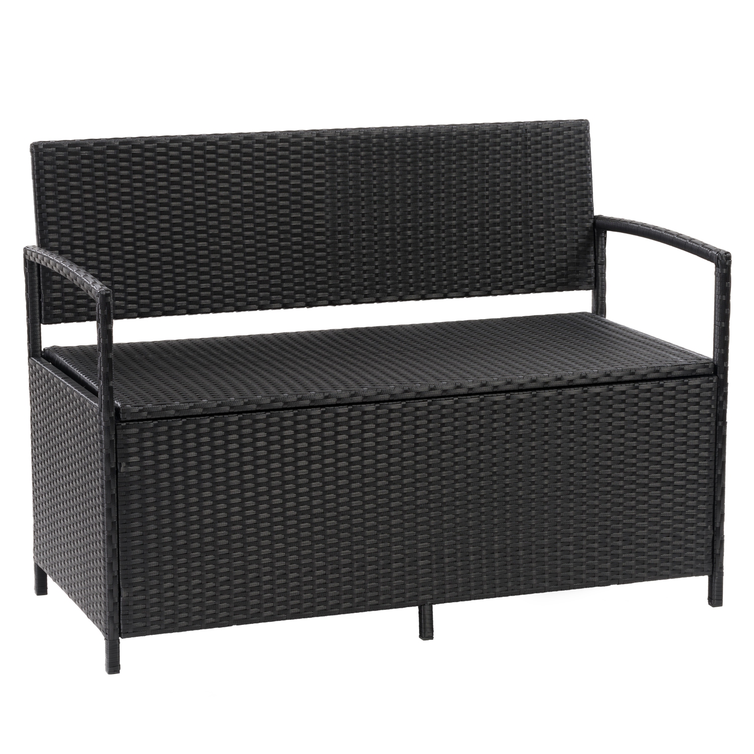 CorLiving Parksville Patio Storage Bench with Outdoor Seating, Deck Box for Balcony Storage