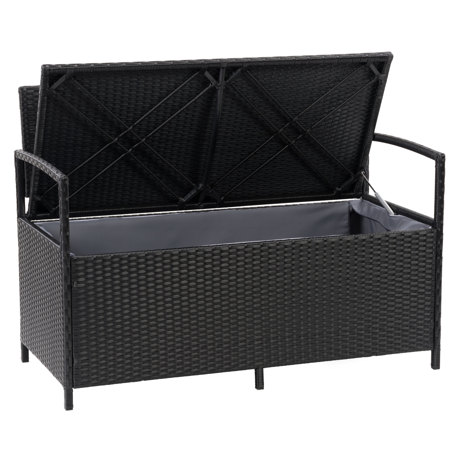 CorLiving Parksville Patio Storage Bench with Outdoor Seating, Deck Box for Balcony Storage