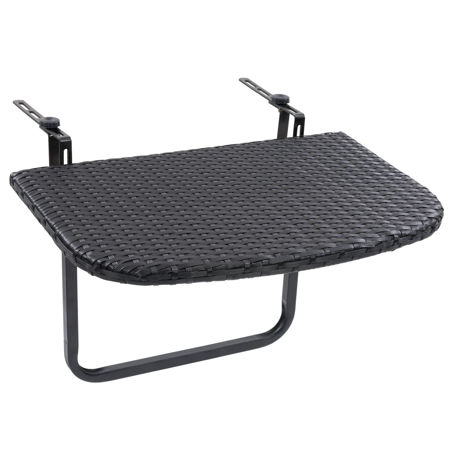 CorLiving Parksville Black Rattan Foldable Balcony Table