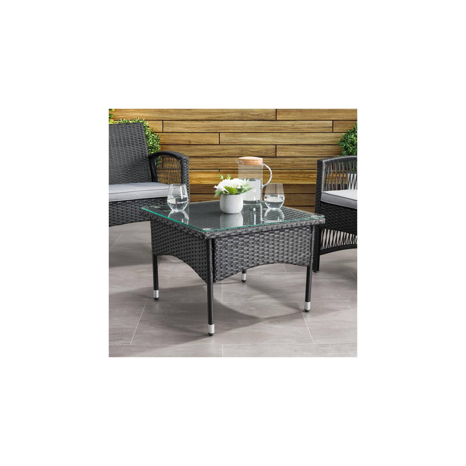 Table d'appoint en rotin noir Parksville