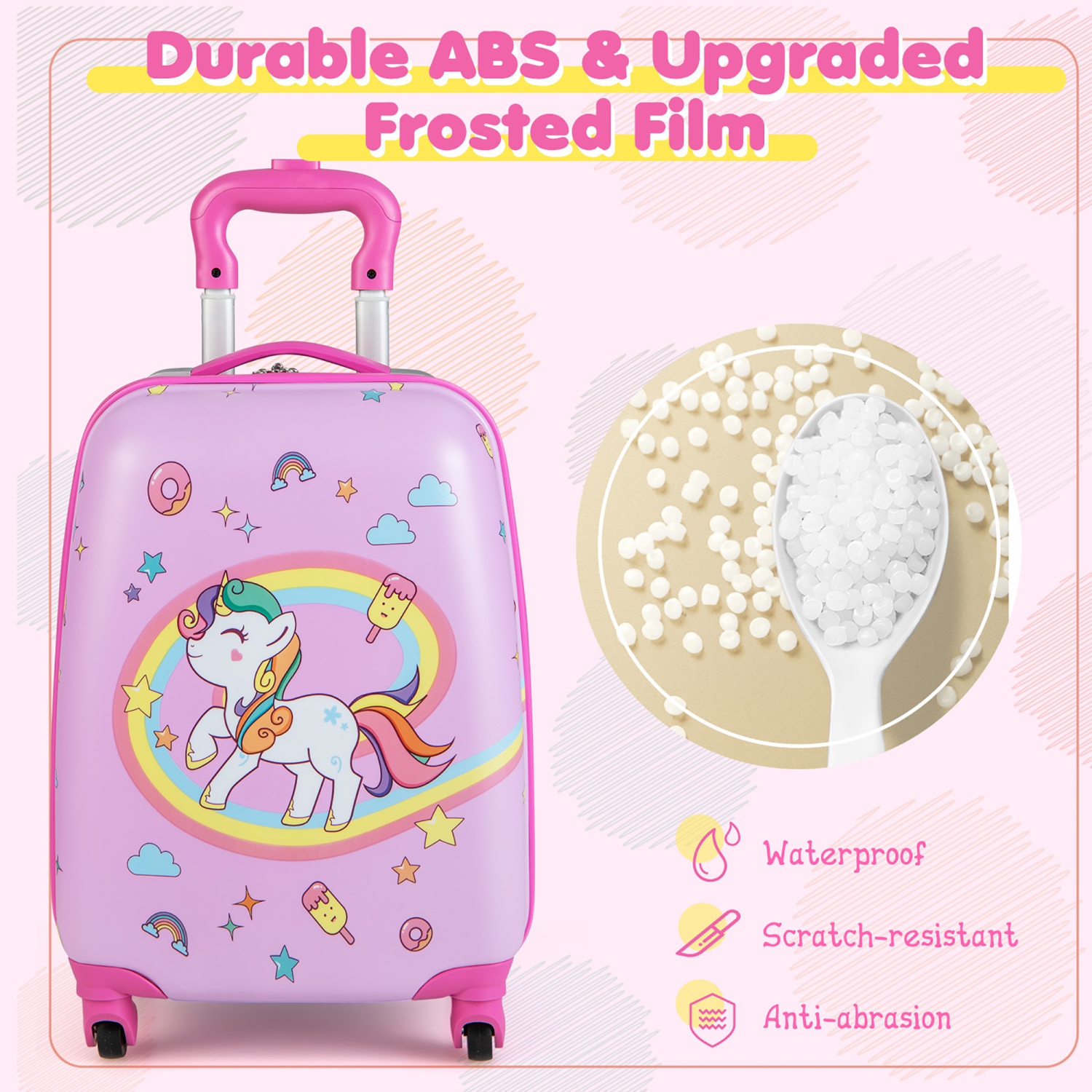 2PC Kids Carry On Luggage Set 12" Backpack and 16" Rolling Suitcase for Travel