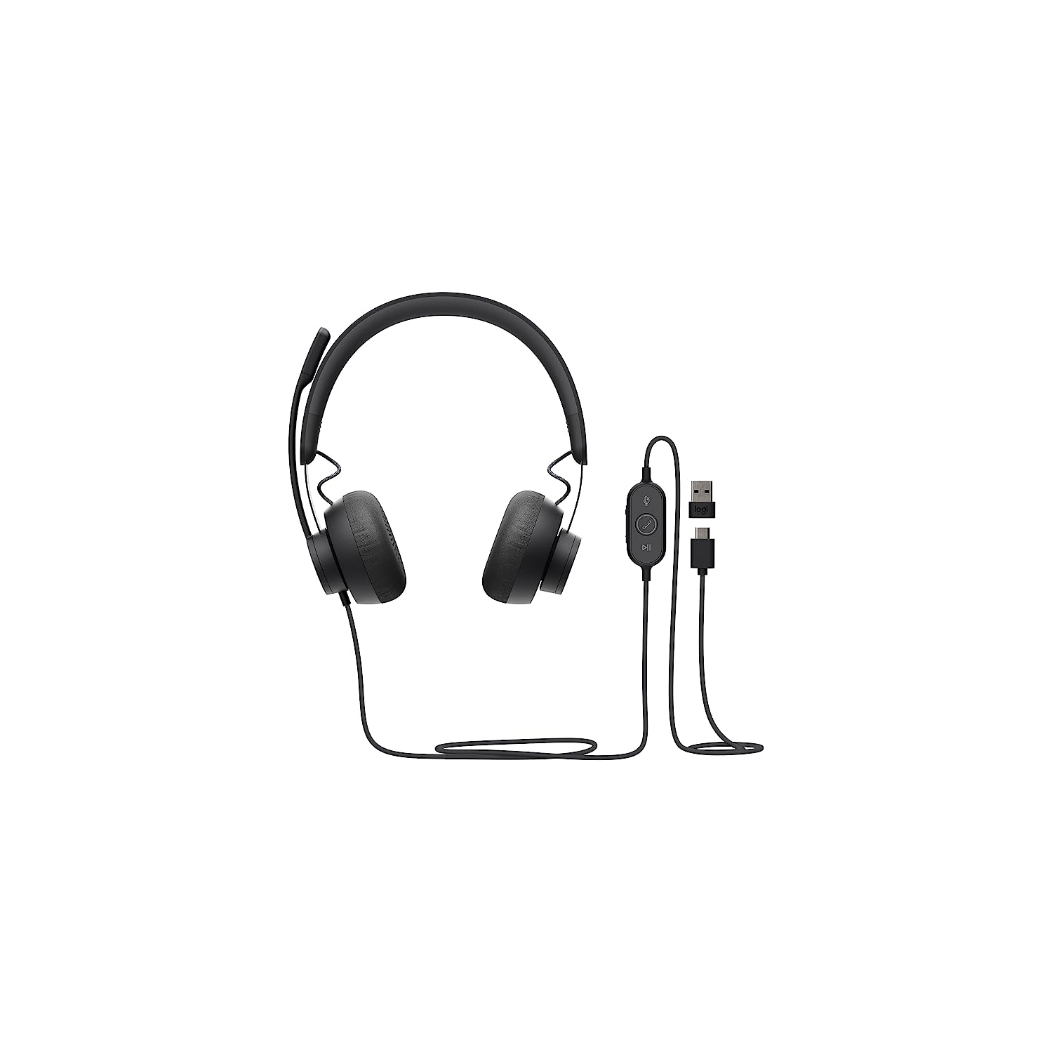 Logitech Zone 750 Wired Noise-Cancelling On-Ear Headset - Graphite - 981-001103